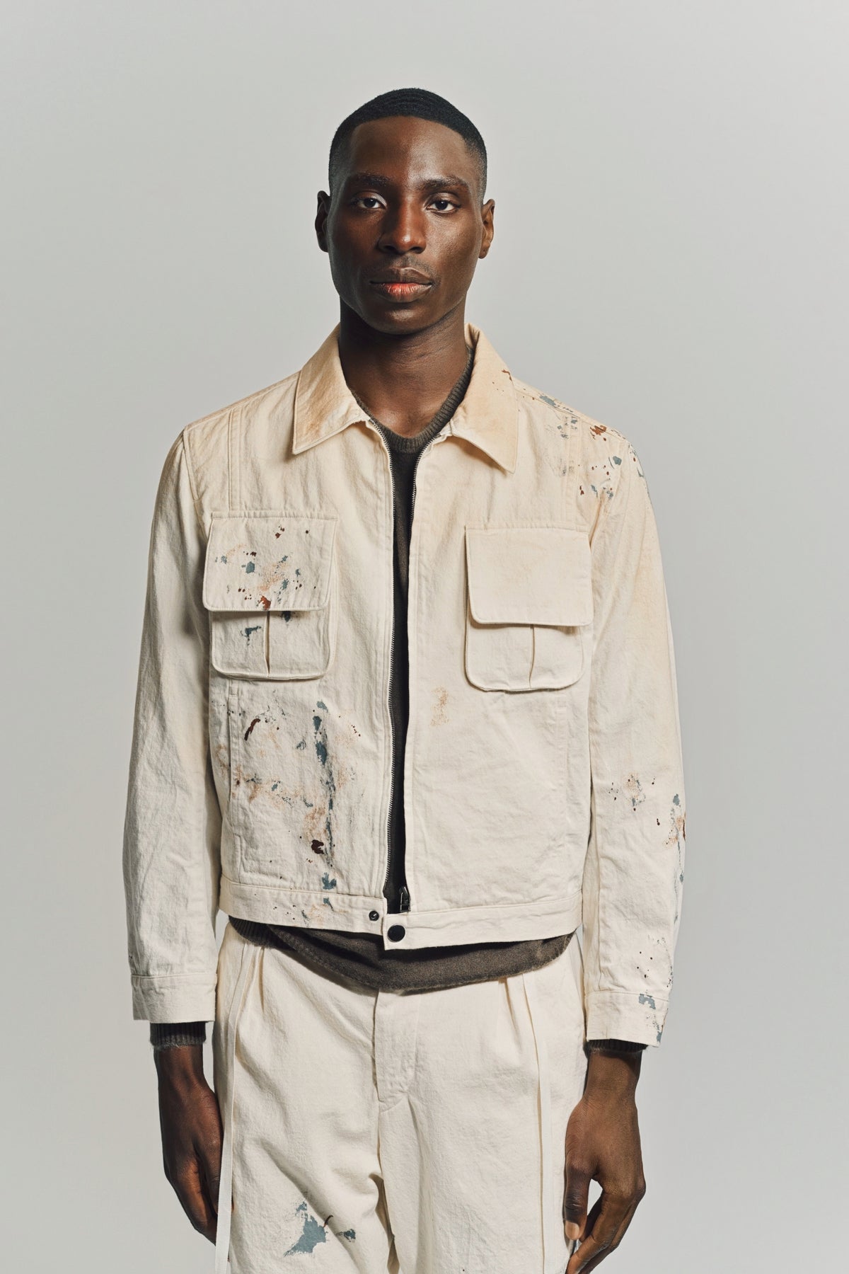 INDIVIDUAL SENTIMENTS | HAND PAINTED ZIP UP BLOUSON