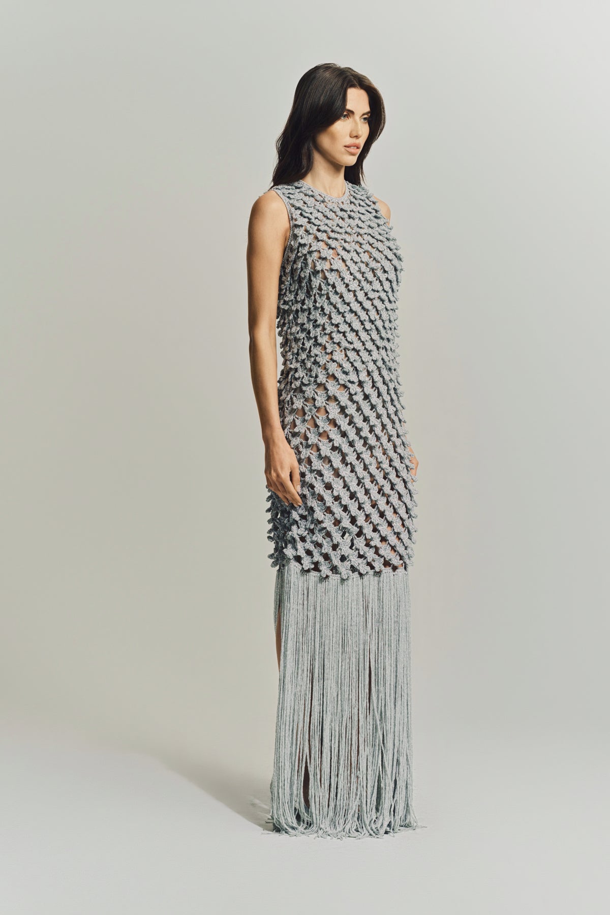 silver crochet dress ANDREEVA
