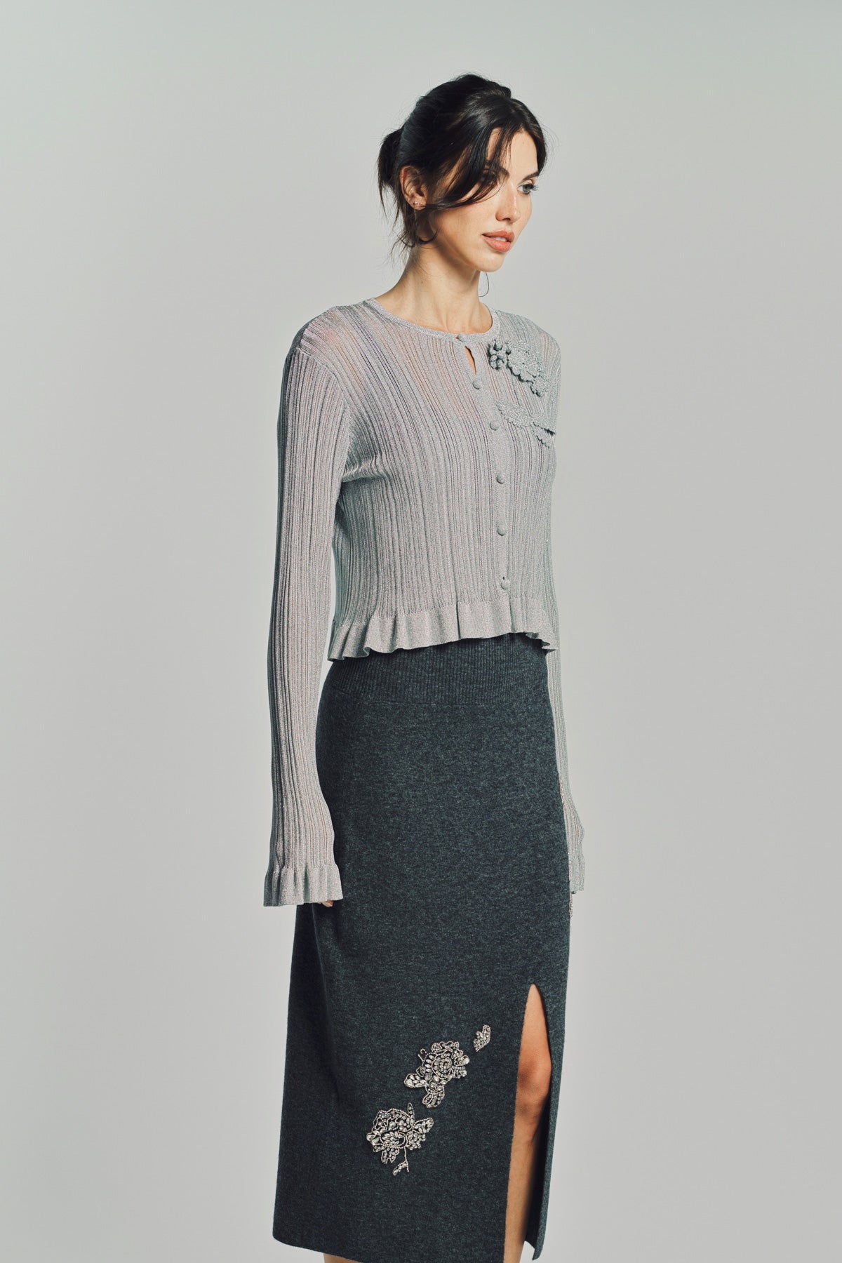 ERDEM | LUREX PLISSE CARDIGAN