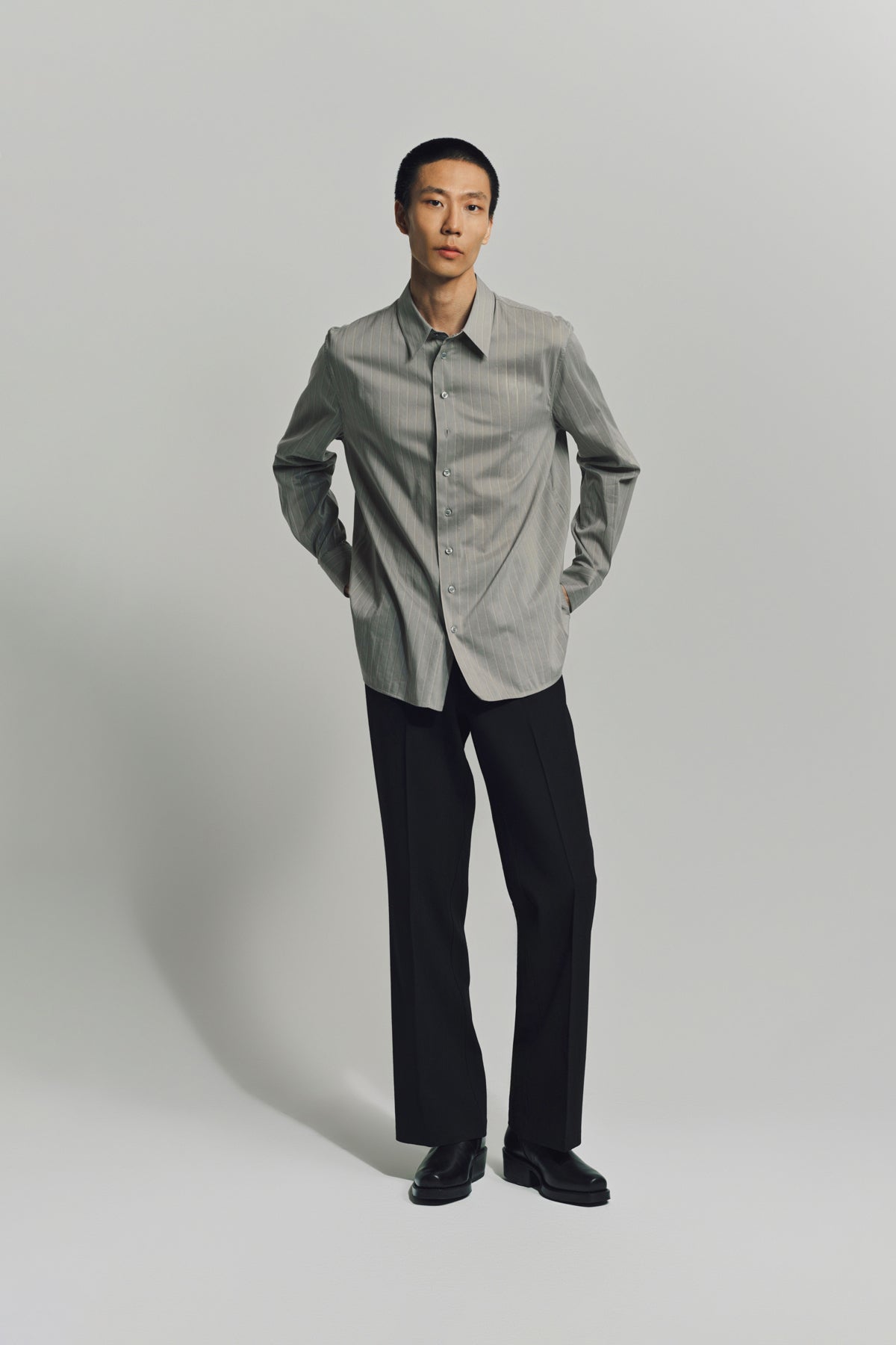 SAINT LAURENT | SHIRT IN STRIPED COTTON AND SILK VOILE