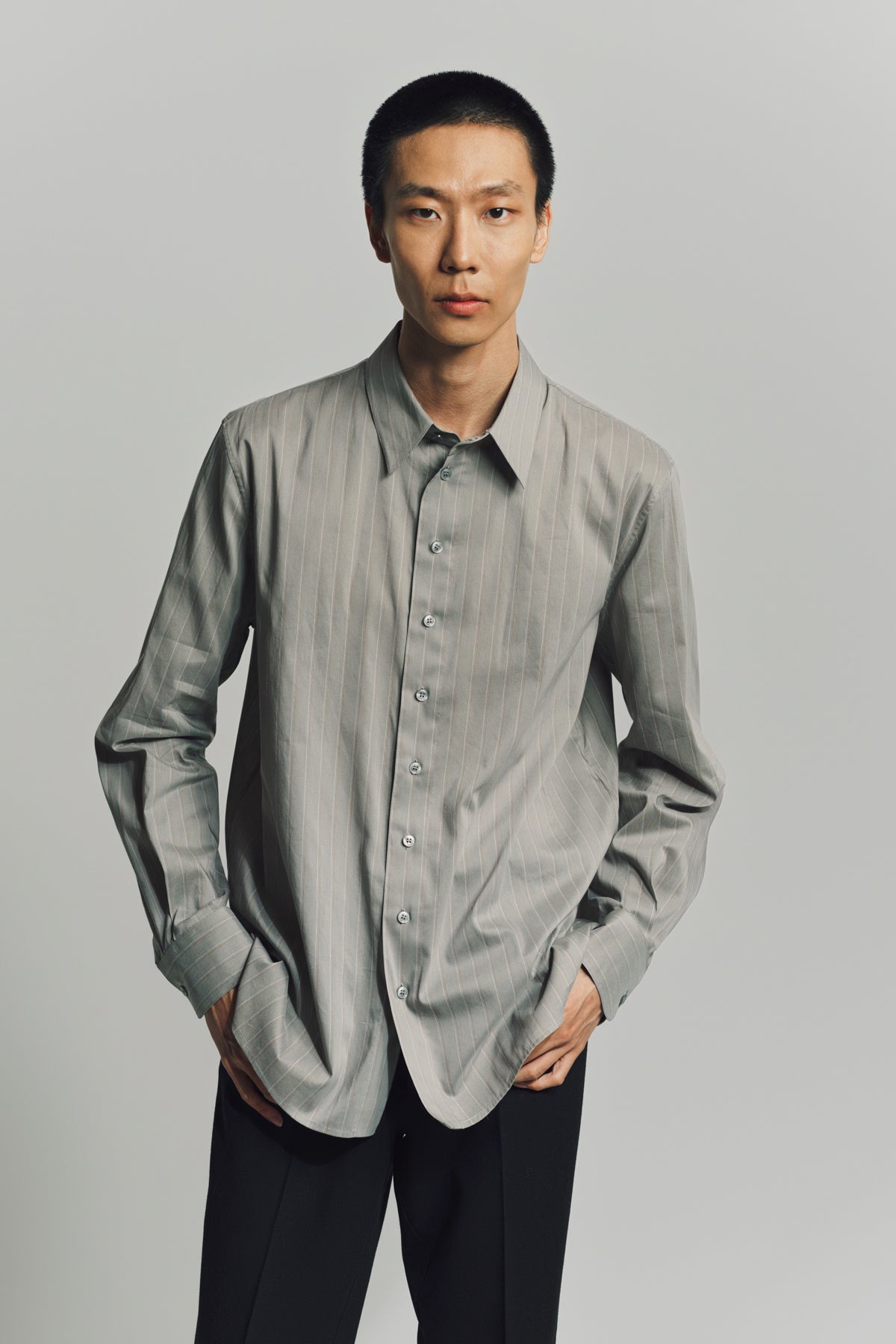 SAINT LAURENT | SHIRT IN STRIPED COTTON AND SILK VOILE