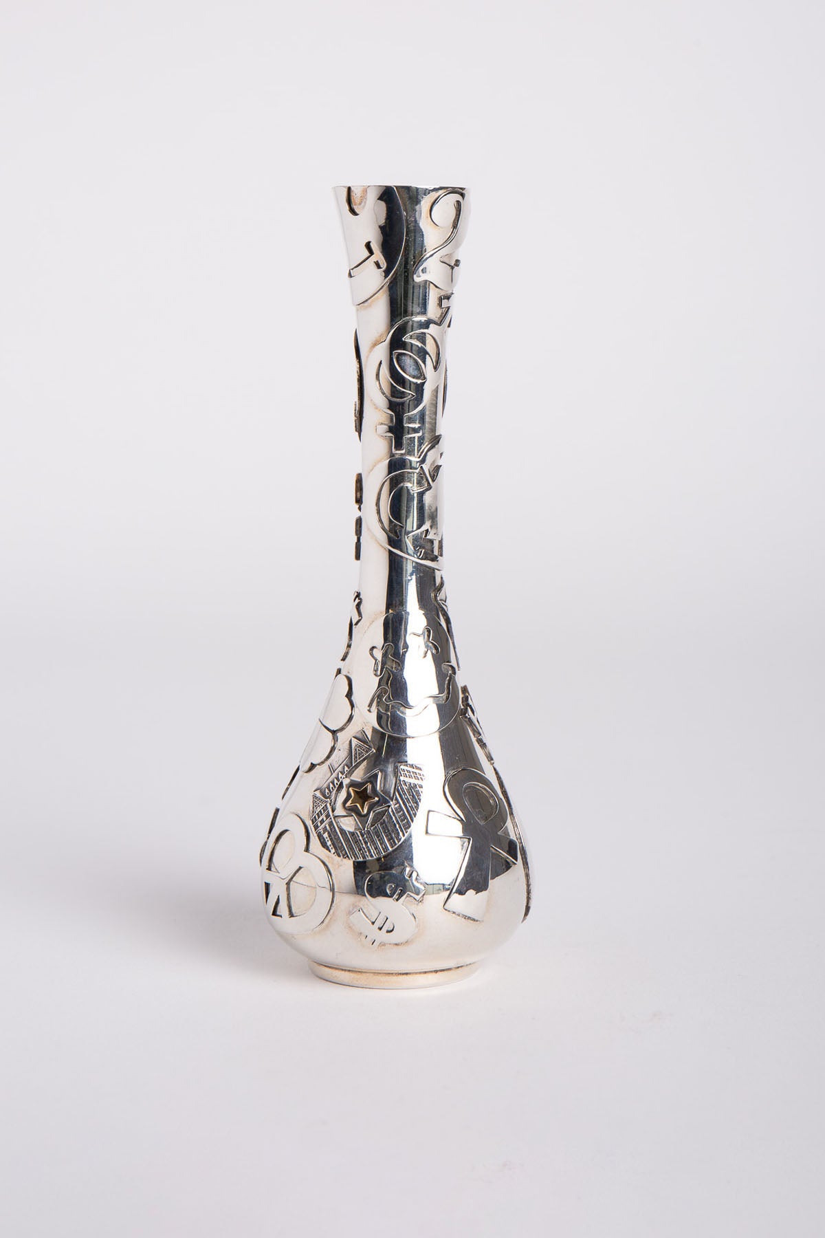 BLIND MAN TOGS | 18K YELLOW GOLD AND STERLING SILVER STICKER BOMBED VASE