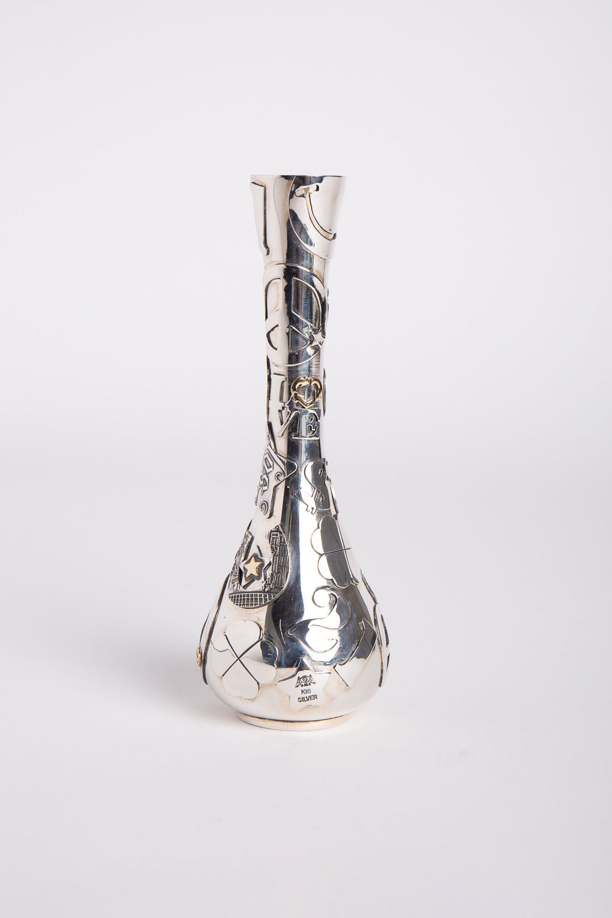 BLIND MAN TOGS | 18K YELLOW GOLD AND STERLING SILVER STICKER BOMBED VASE