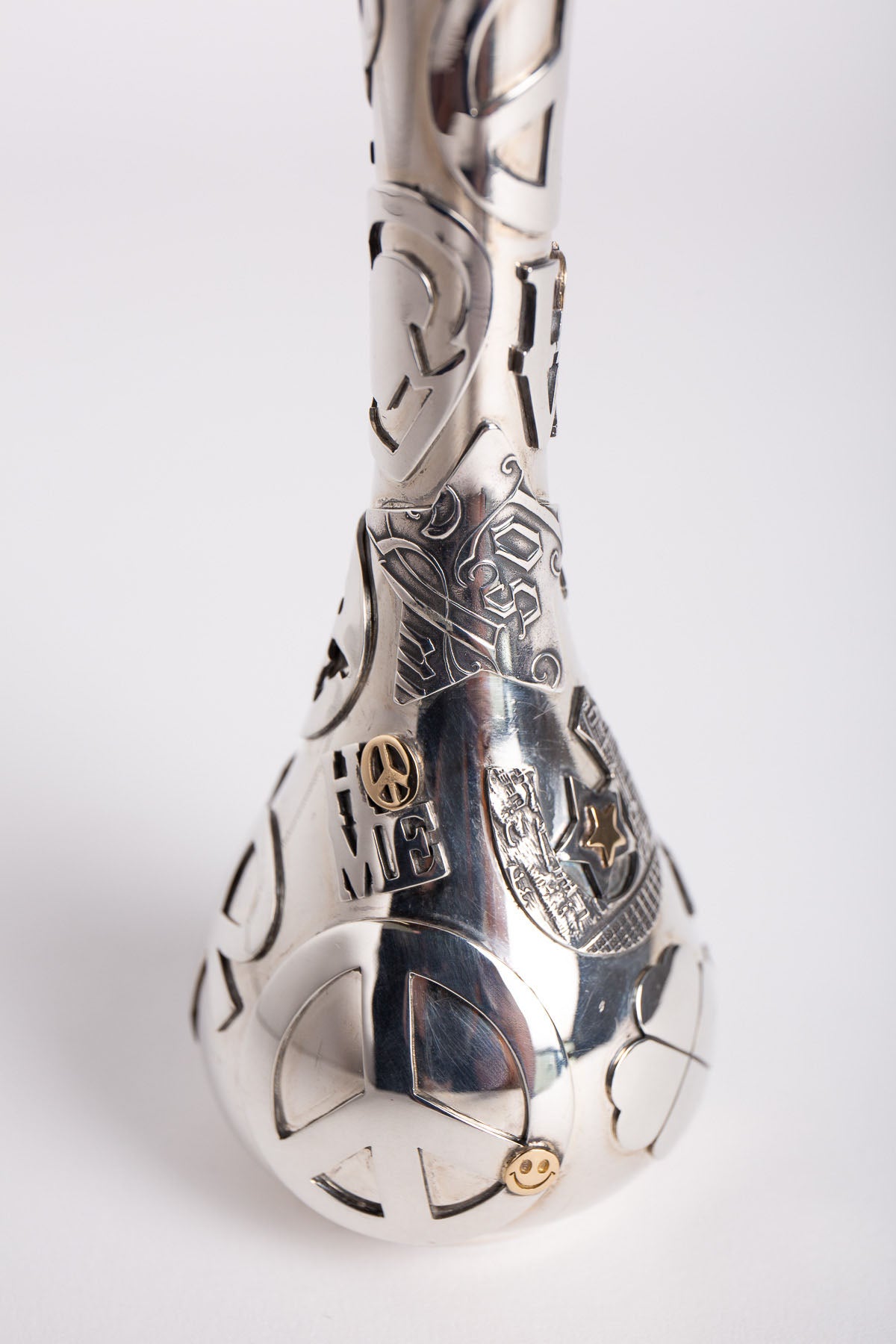 BLIND MAN TOGS | 18K YELLOW GOLD AND STERLING SILVER STICKER BOMBED VASE - MAXFIELD LA