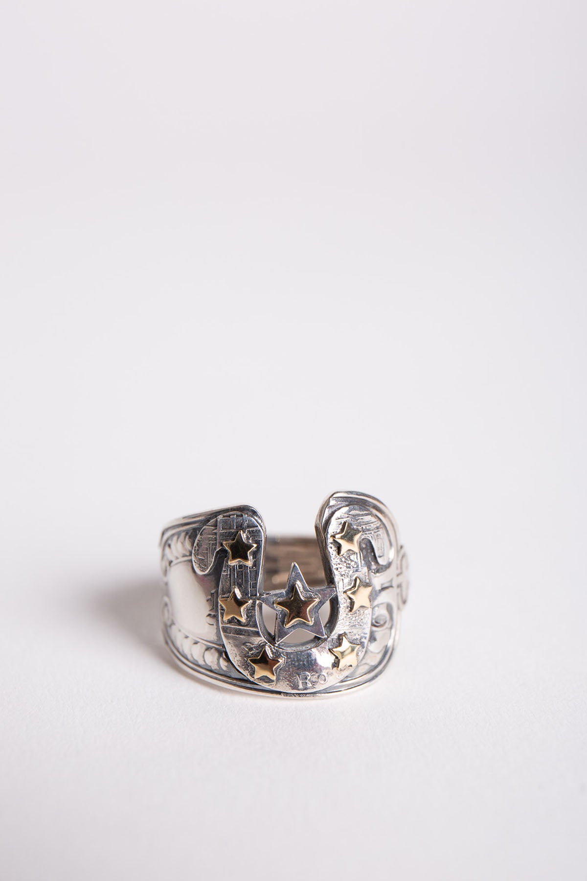 BLIND MAN TOGS | 18K YELLOW GOLD AND STERLING SILVER 7 STARS HORSESHOE RING