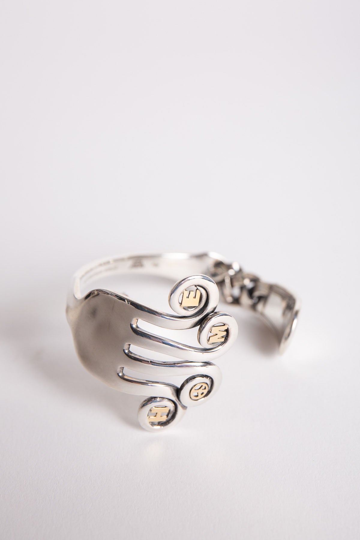 BLIND MAN TOGS | 18K YELLOW GOLD AND STERLING SILVER FORK LOVE BRACELET