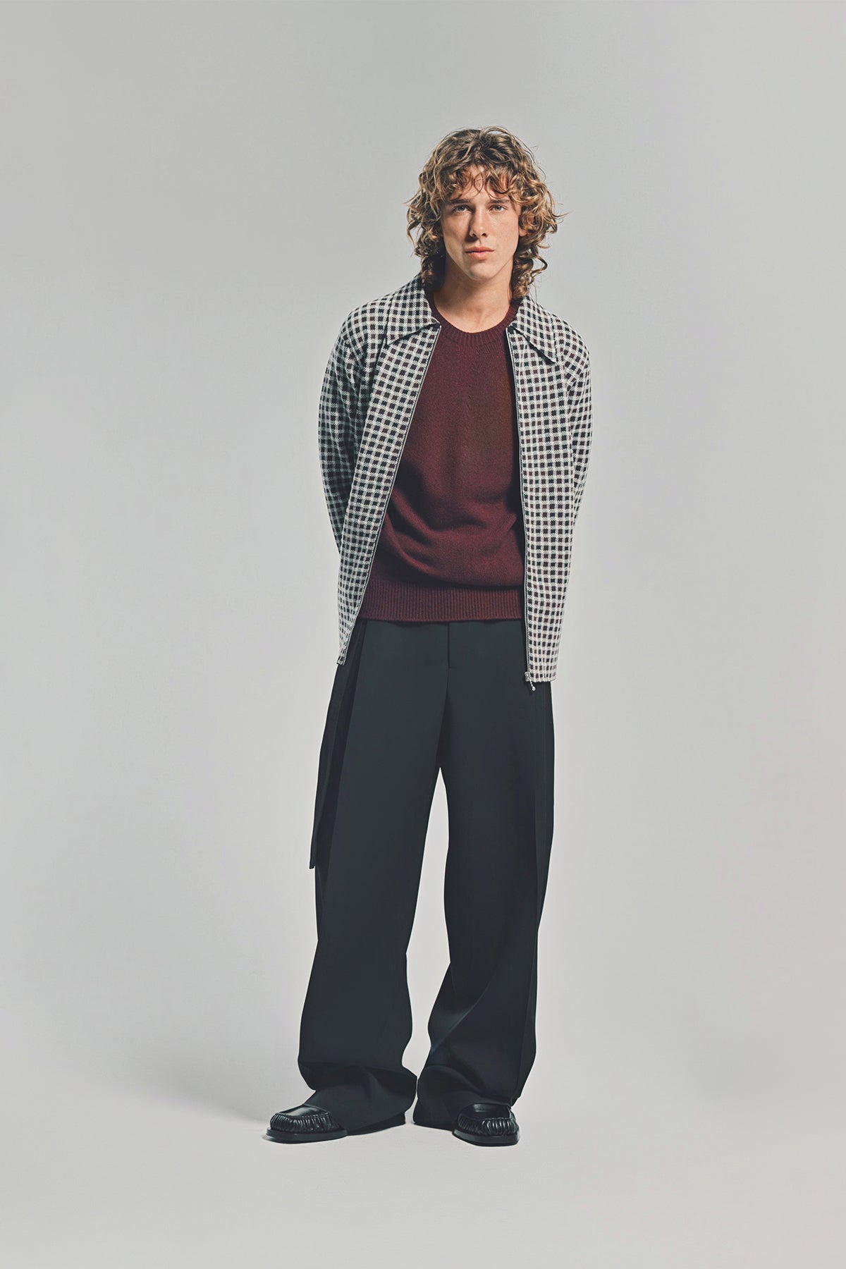 JIL SANDER | WOOL PLAID ZIP-UP SHIRT