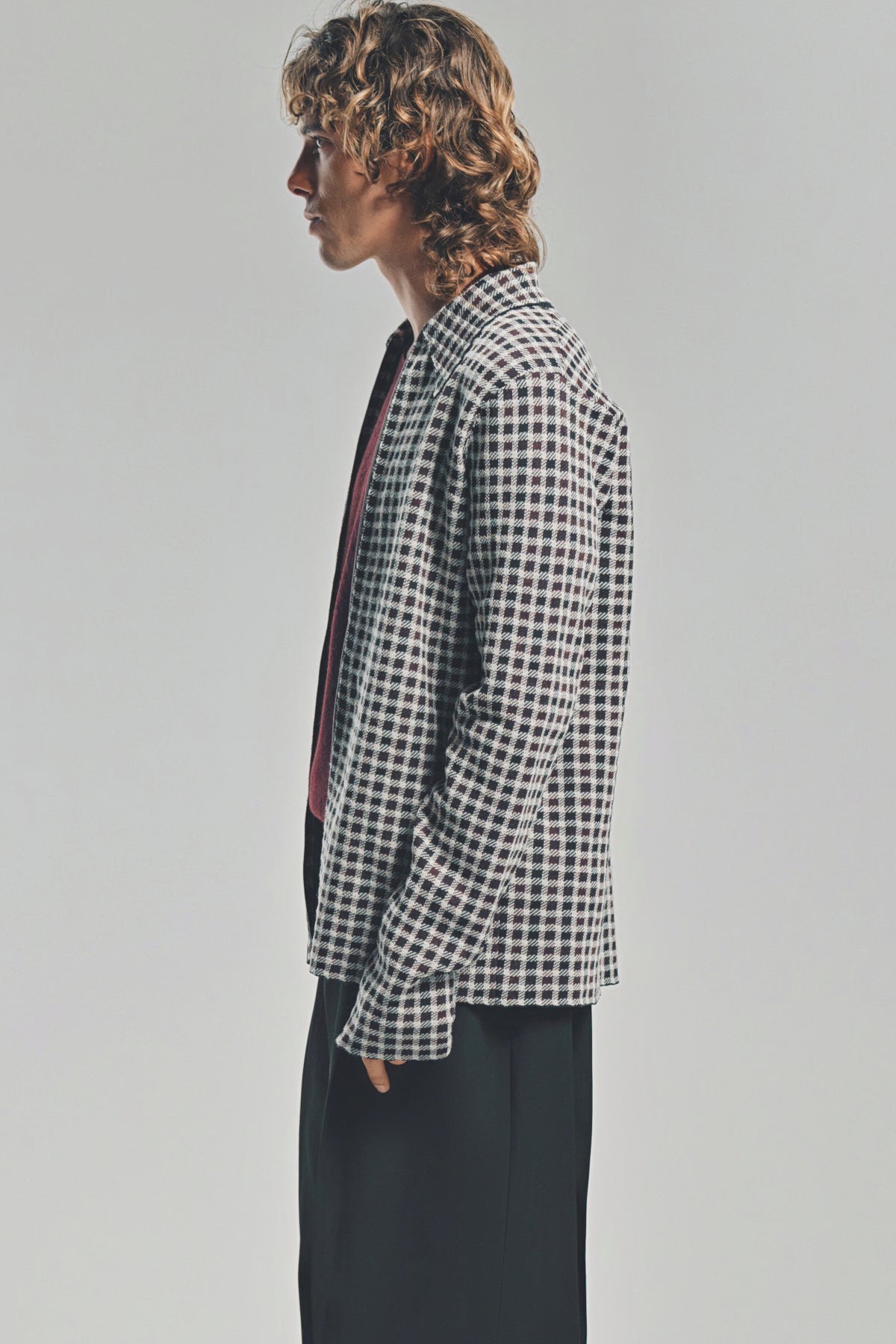 JIL SANDER | WOOL PLAID ZIP-UP SHIRT