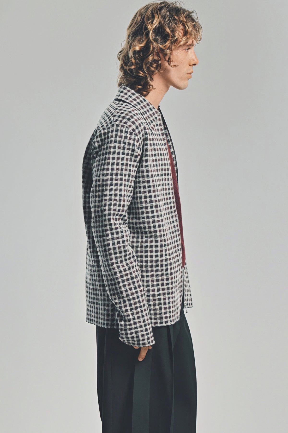JIL SANDER | WOOL PLAID ZIP-UP SHIRT
