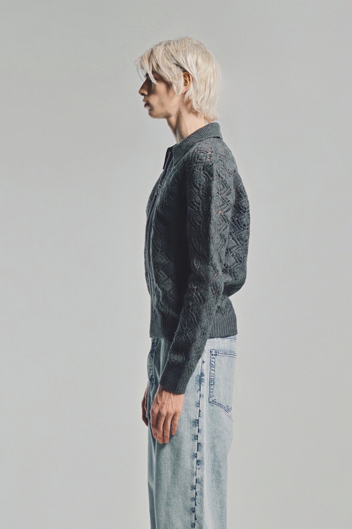 JIL SANDER | OPENWORK KNIT ZIP TOP