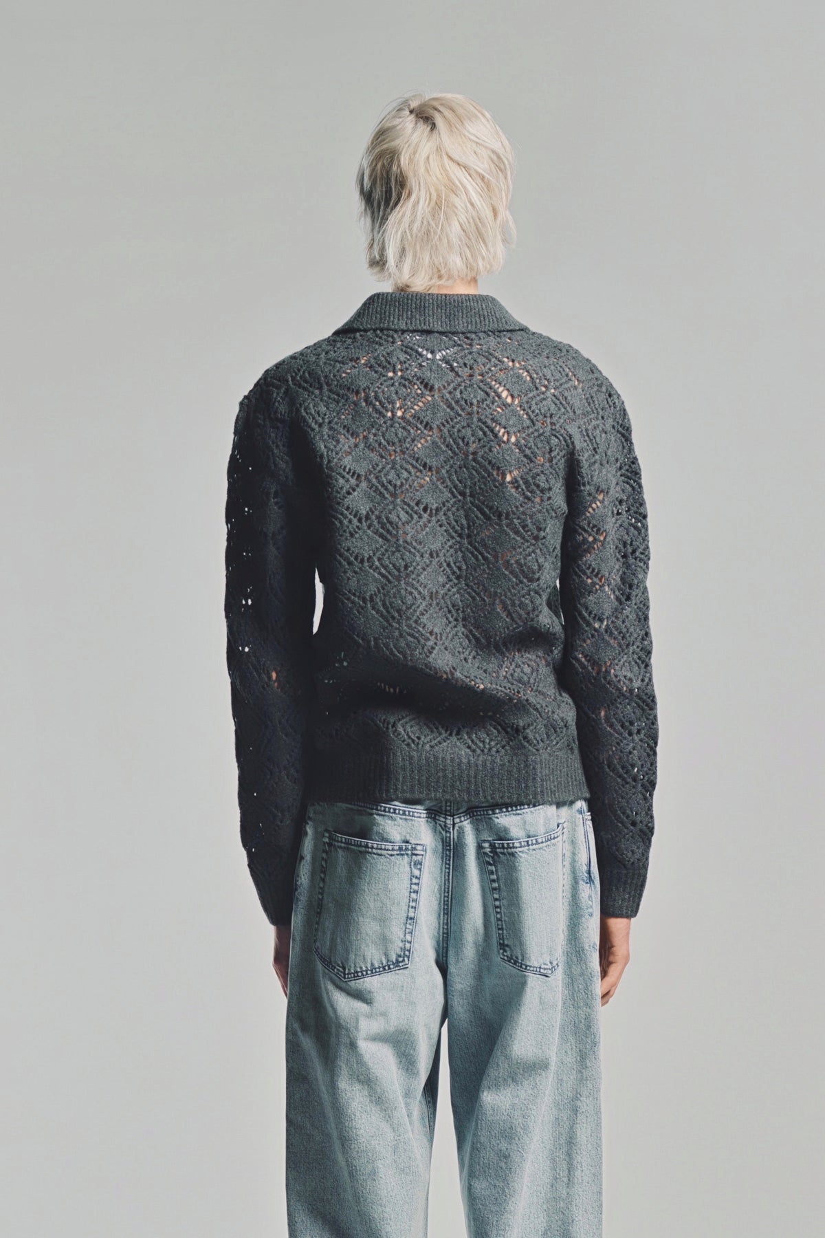 JIL SANDER | OPENWORK KNIT ZIP TOP