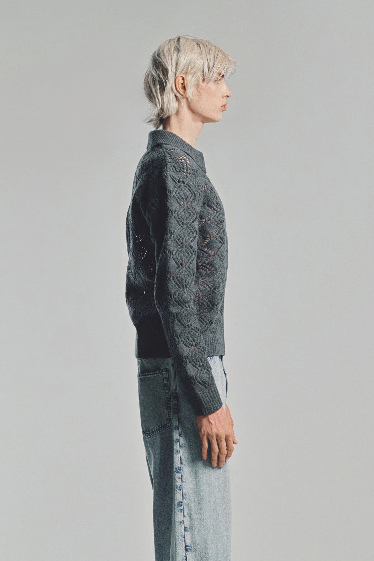 JIL SANDER | OPENWORK KNIT ZIP TOP