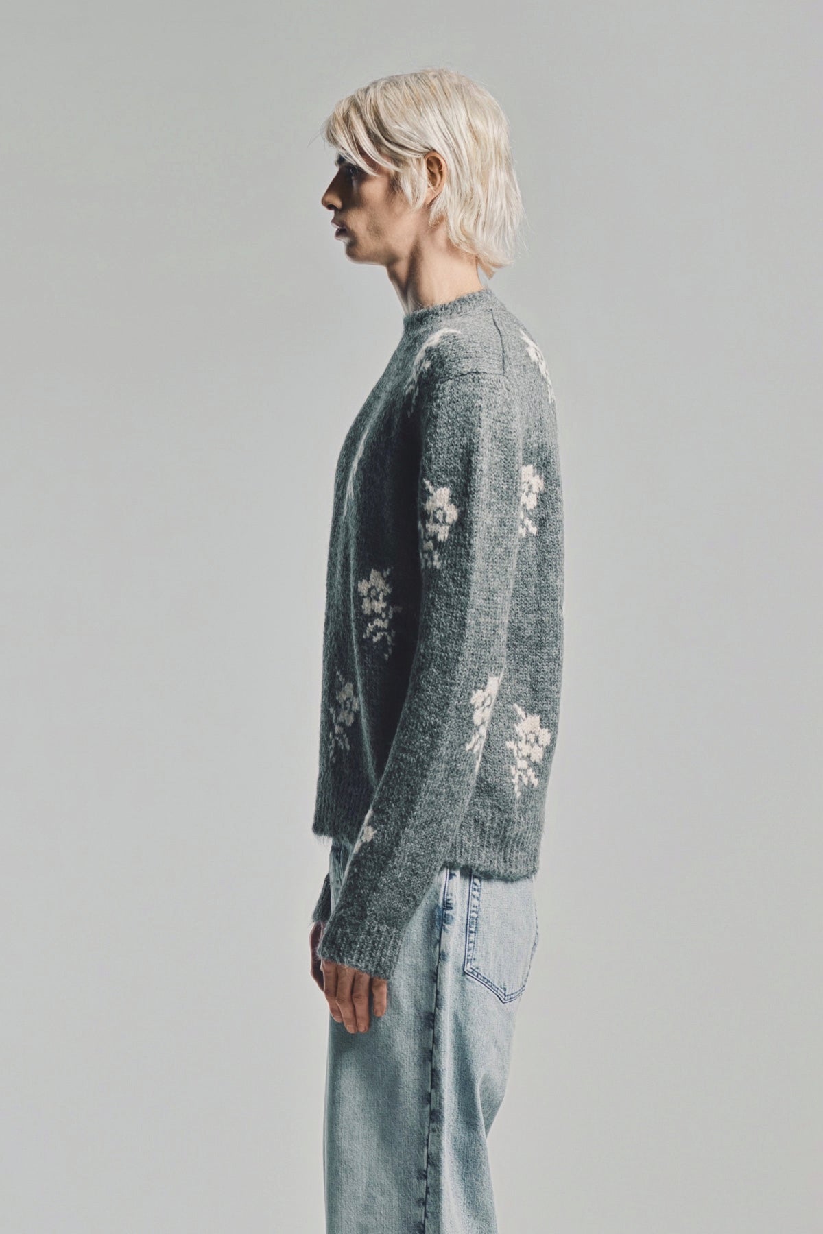 JIL SANDER | WOOL BLEND FLORAL SWEATER