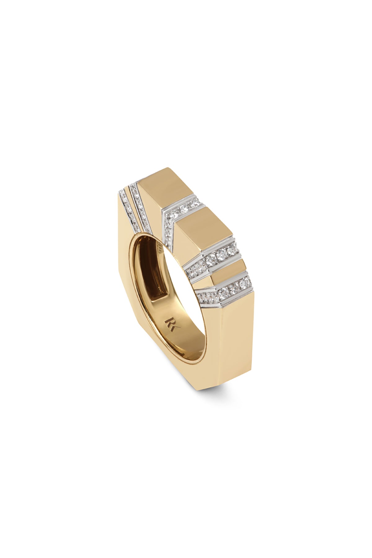 RAINBOW K |  BOLD LINE PAVE DIAMOND RING