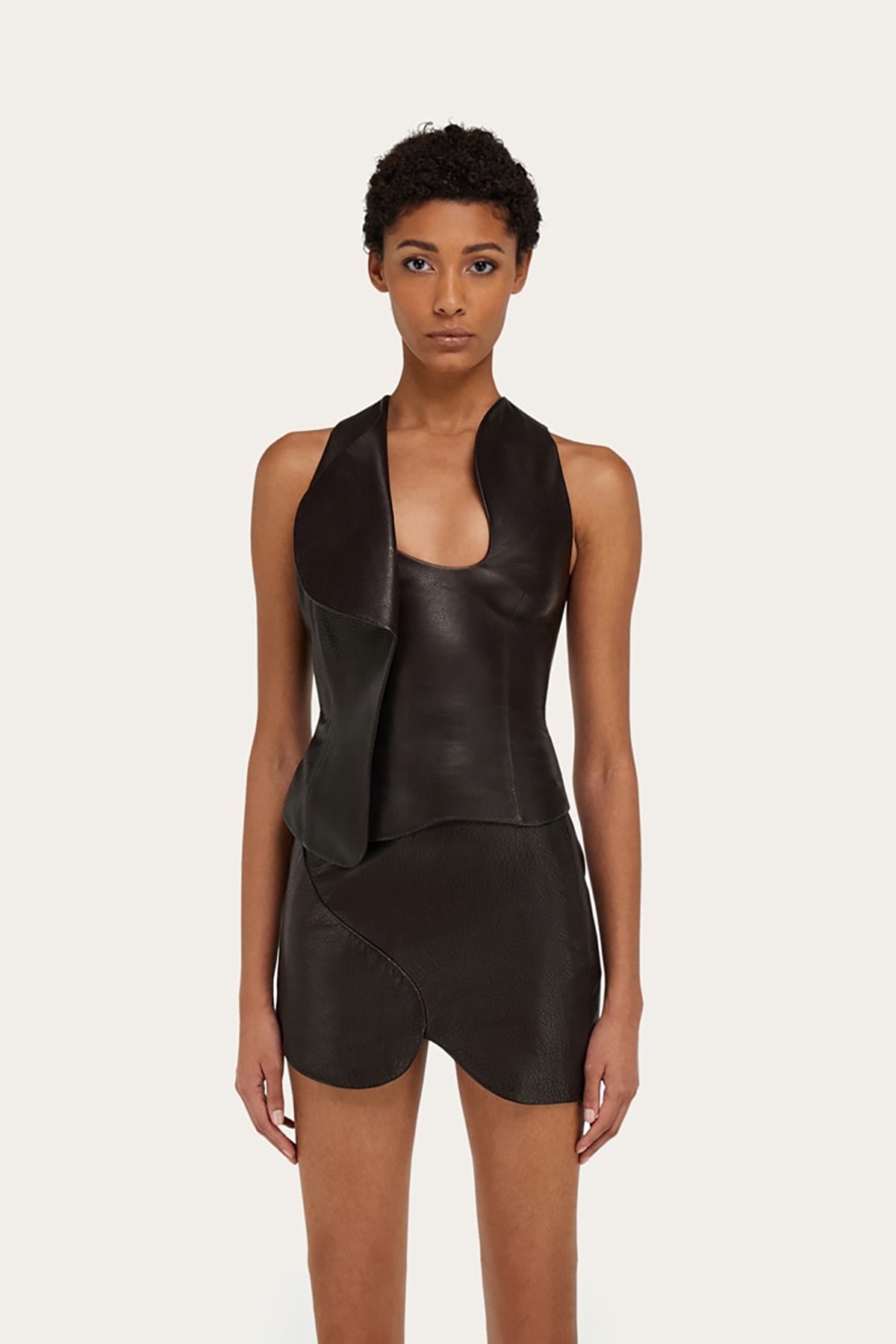 FERRAGAMO | GRAINY LEATHER TOP