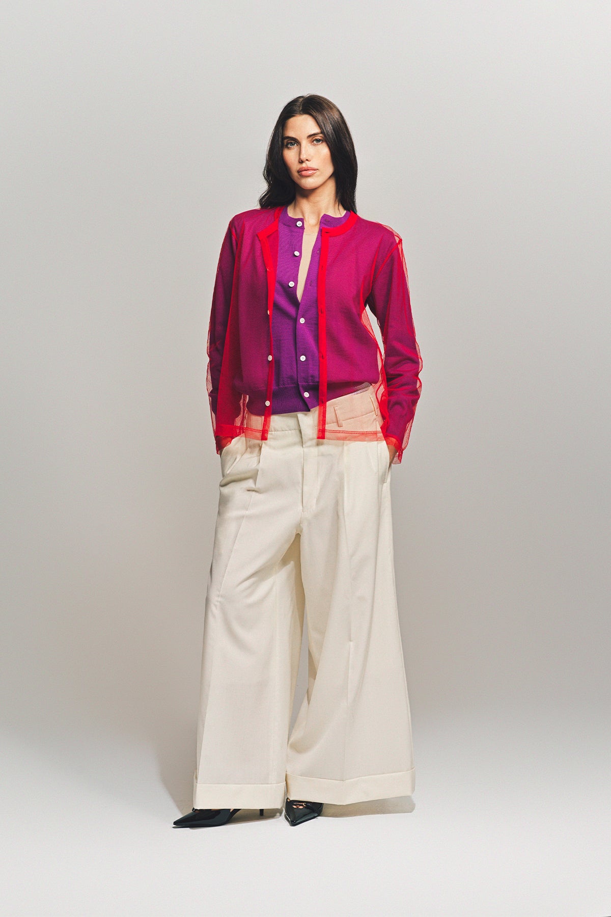 COMME DES GARCONS | WOOL X TULLE BLOUSE