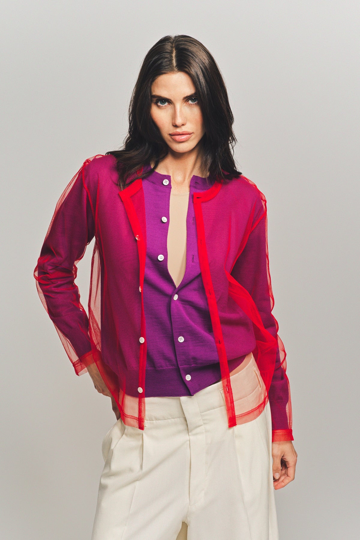 COMME DES GARCONS | WOOL X TULLE BLOUSE