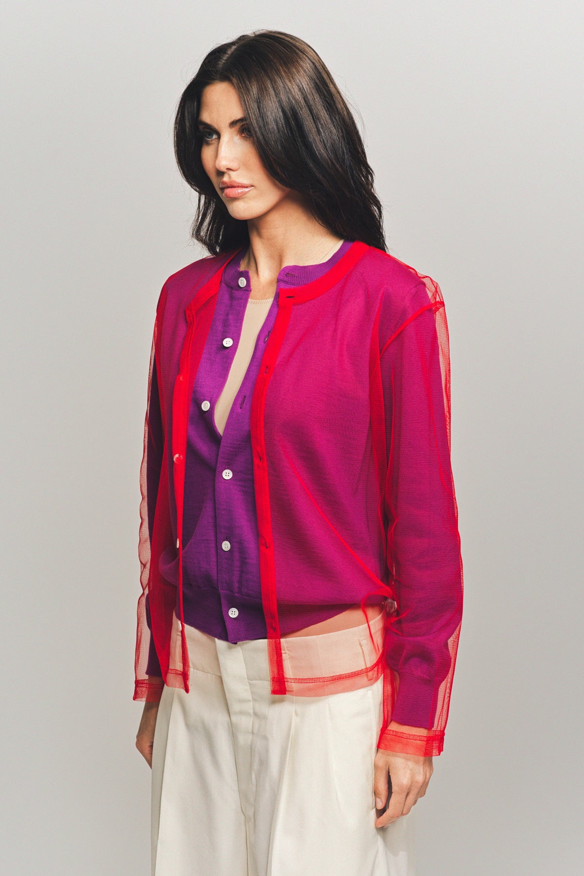 COMME DES GARCONS | WOOL X TULLE BLOUSE