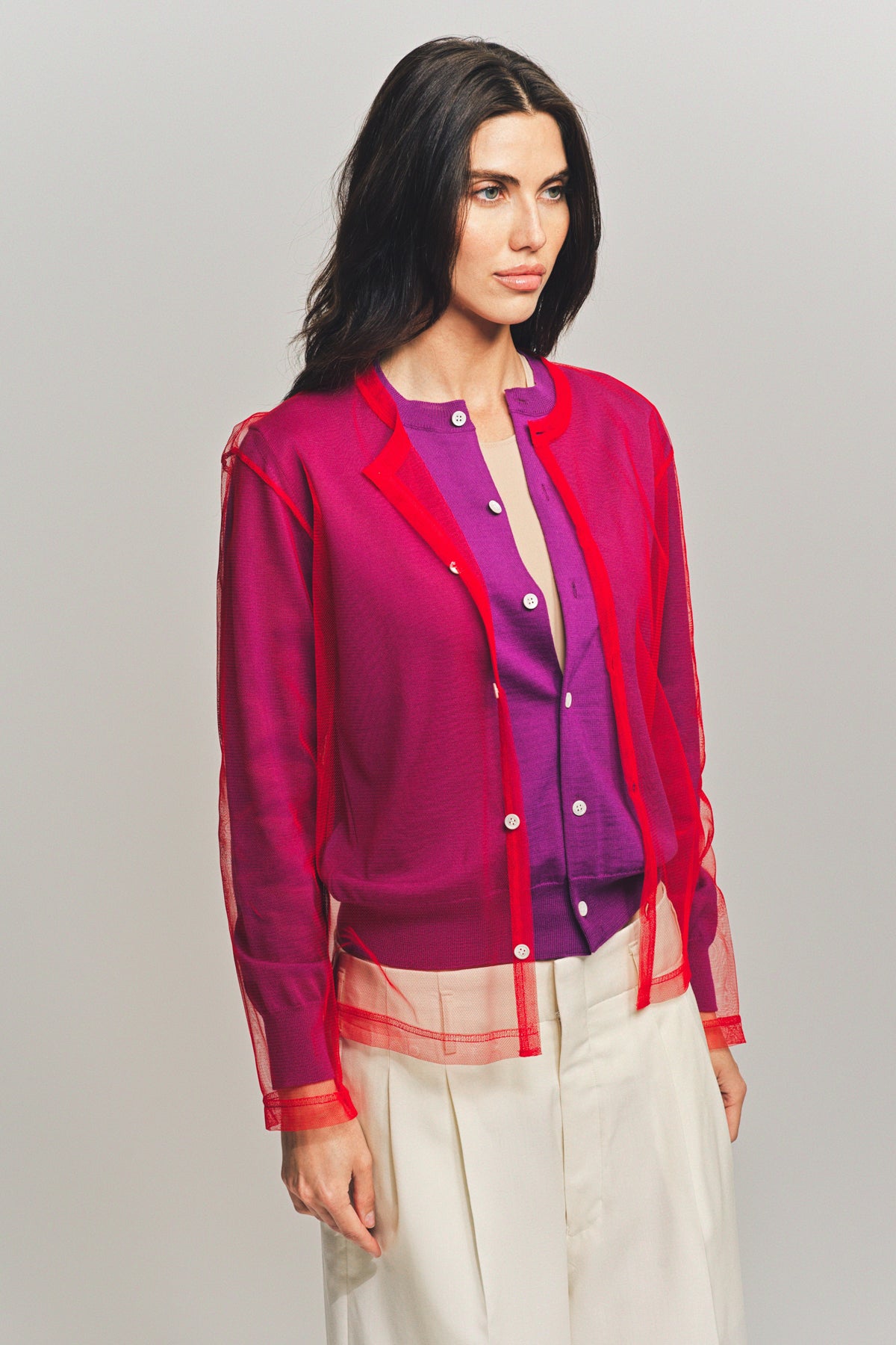 COMME DES GARCONS | WOOL X TULLE BLOUSE - MAXFIELD LA