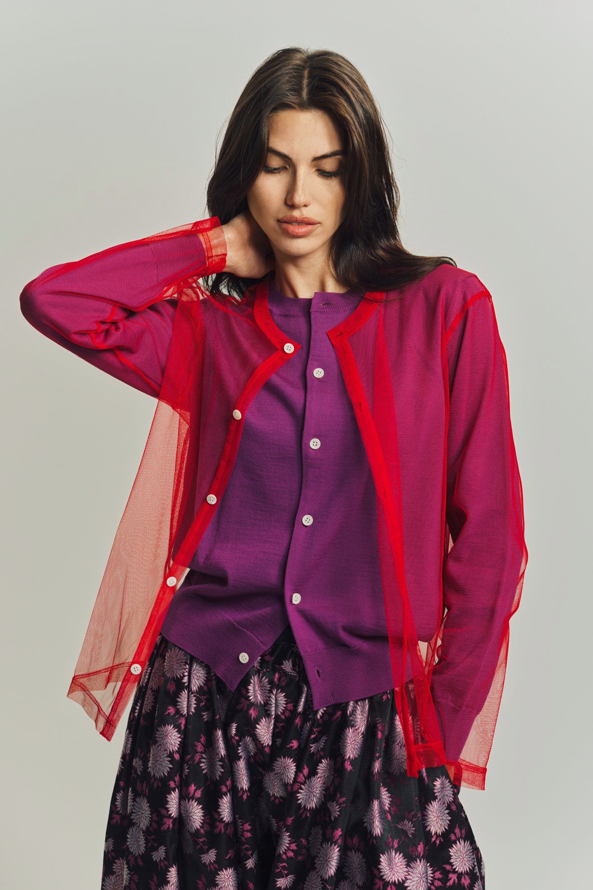 COMME DES GARCONS | WOOL X TULLE BLOUSE