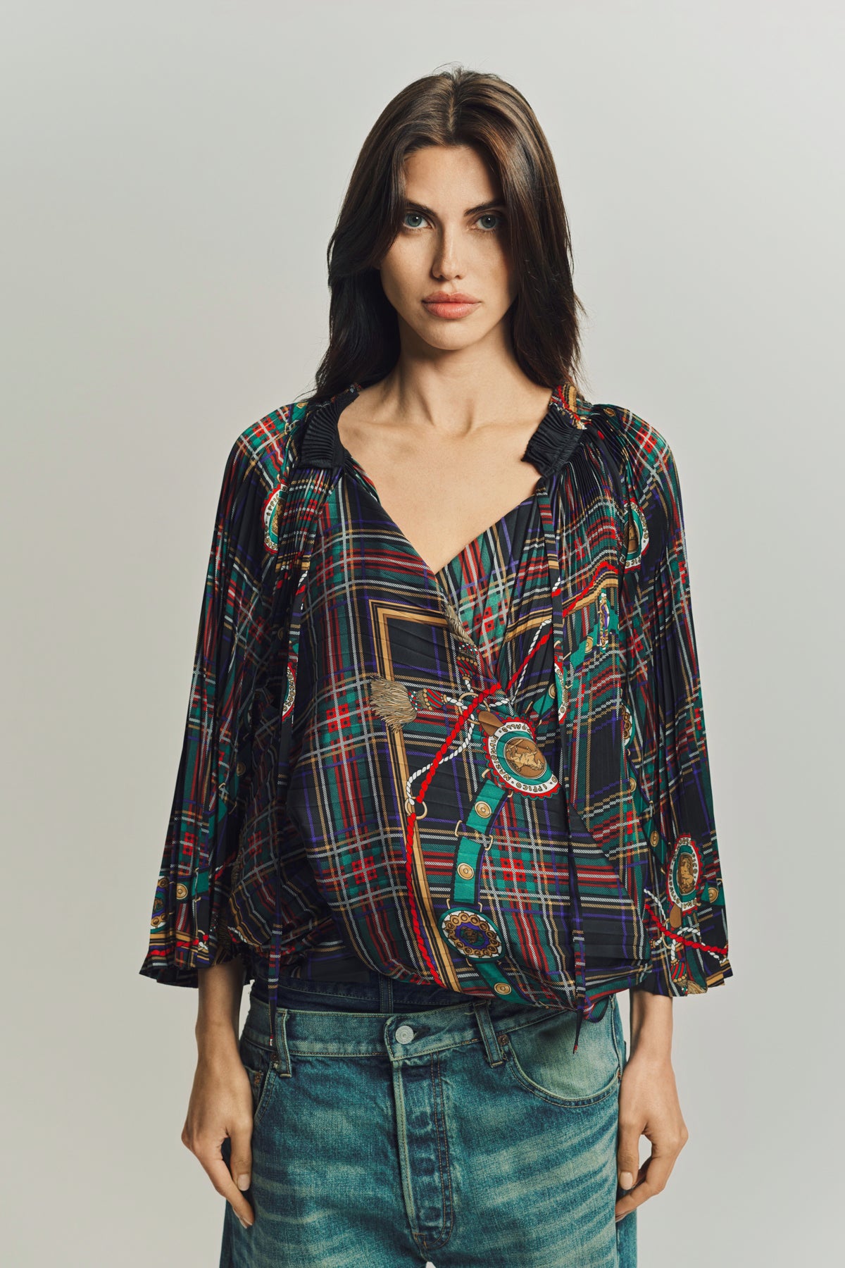 JUNYA WATANABE | TARTAN SCARF BLOUSE