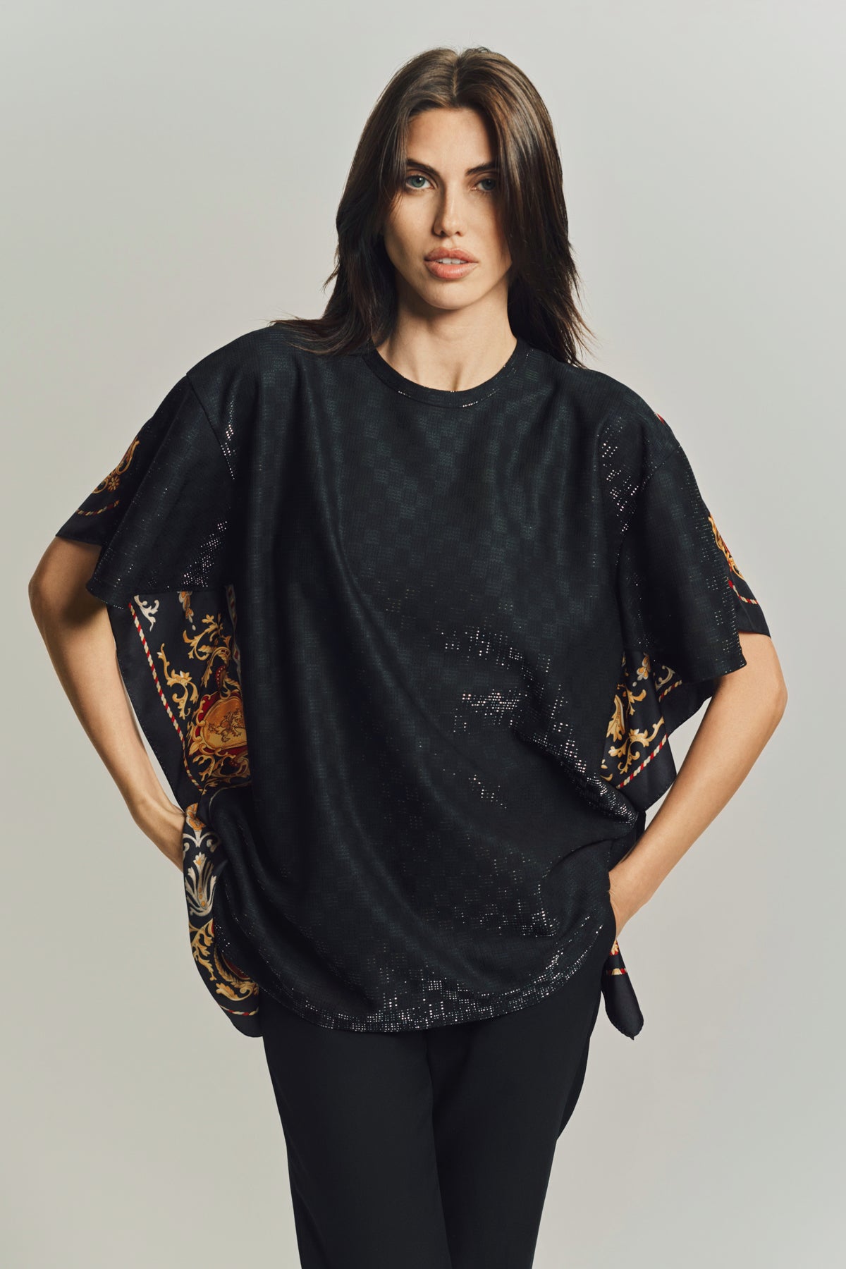 Junya Watanabe pearl-detail Pleated Blouse | Black | FARFETCH JO