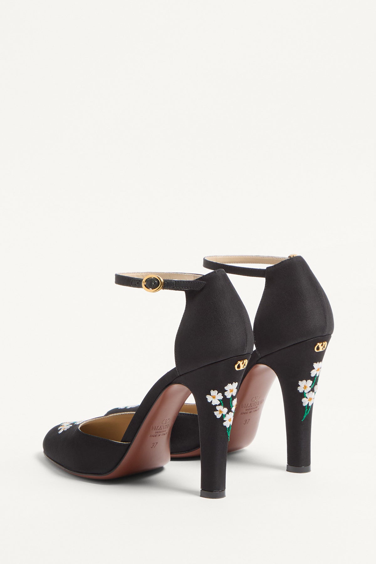 VALENTINO GARAVANI | EMBROIDERED ANKLE STRAP HEELS