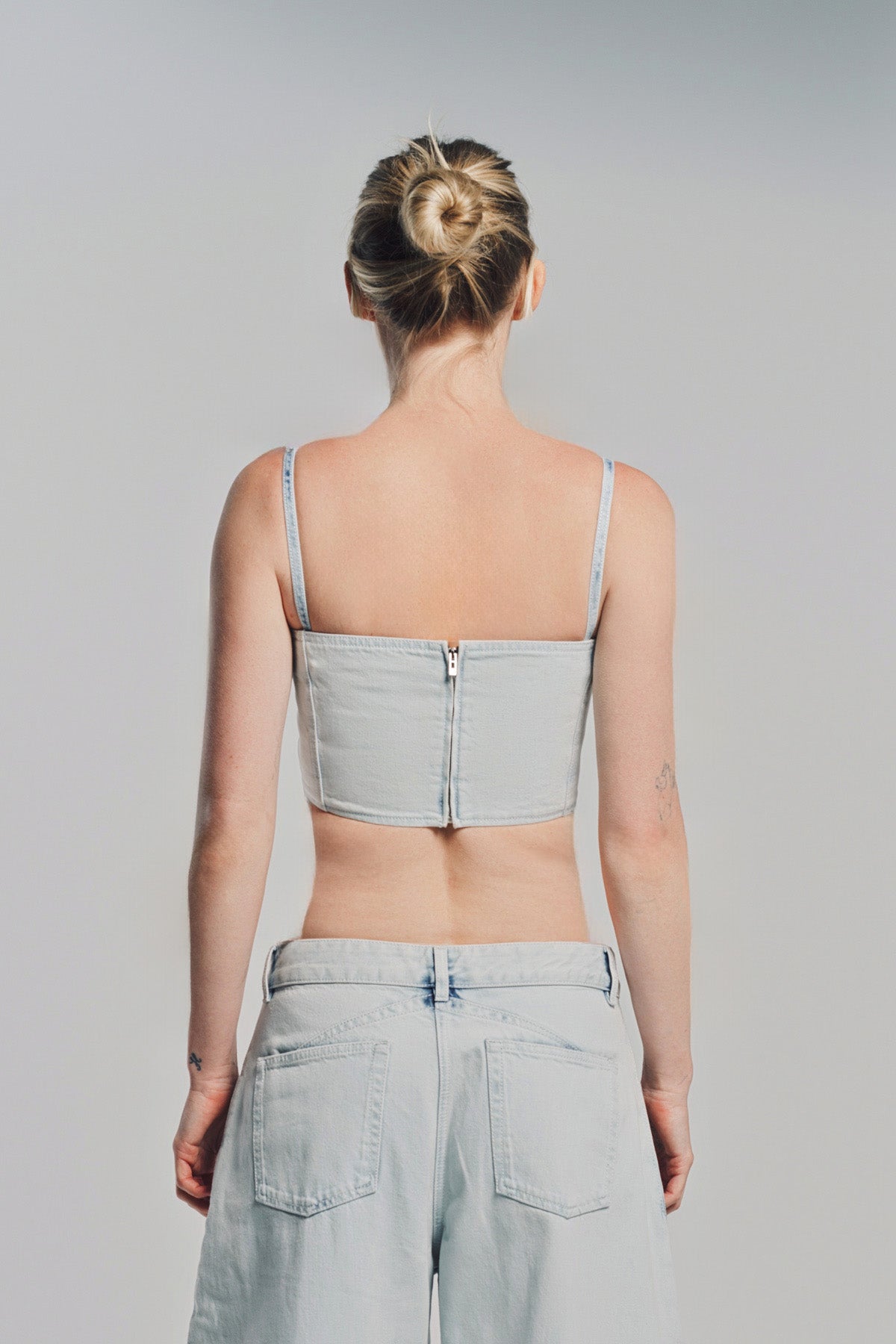 ALAÏA | DENIM BUSTIER TOP
