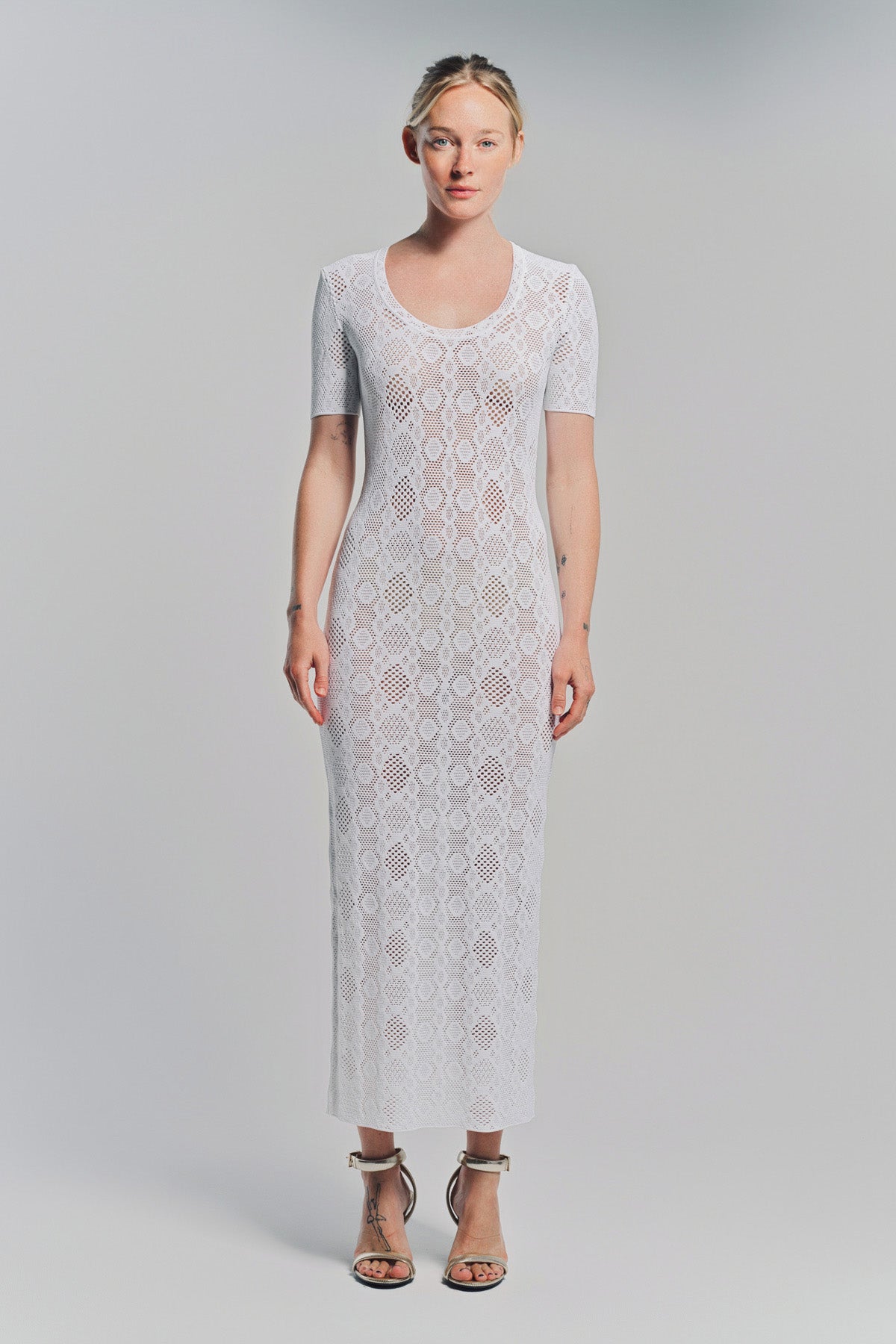 ALAÏA | PYTHON LACE KNIT DRESS