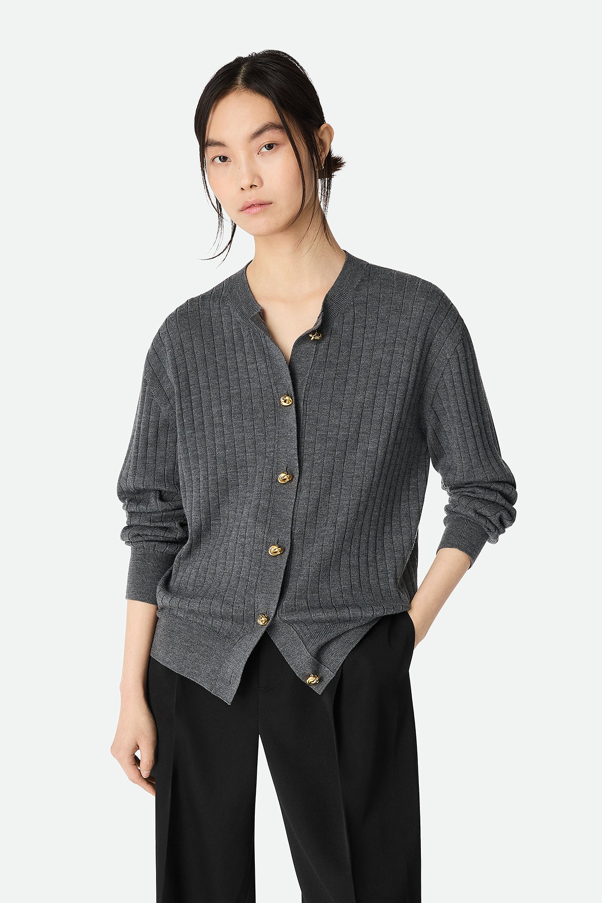 BOTTEGA VENETA | WOOL RIB CARDIGAN - MAXFIELD LA