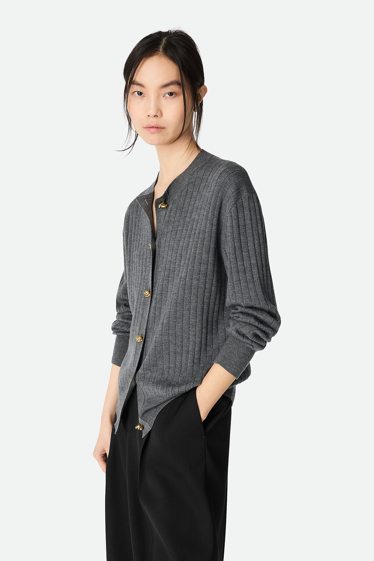 BOTTEGA VENETA | WOOL RIB CARDIGAN - MAXFIELD LA