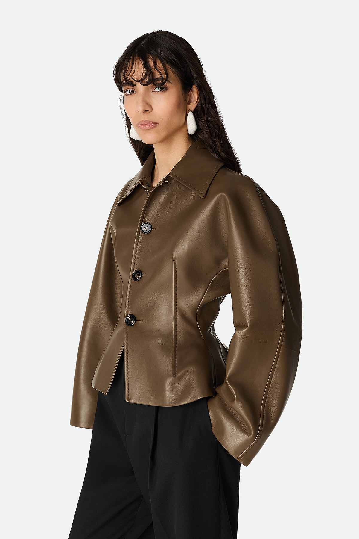 BOTTEGA VENETA ジャケット コート 38 レザー ダークネイビー BOTTEGA VENETA | FITTED LEATHER JACKET