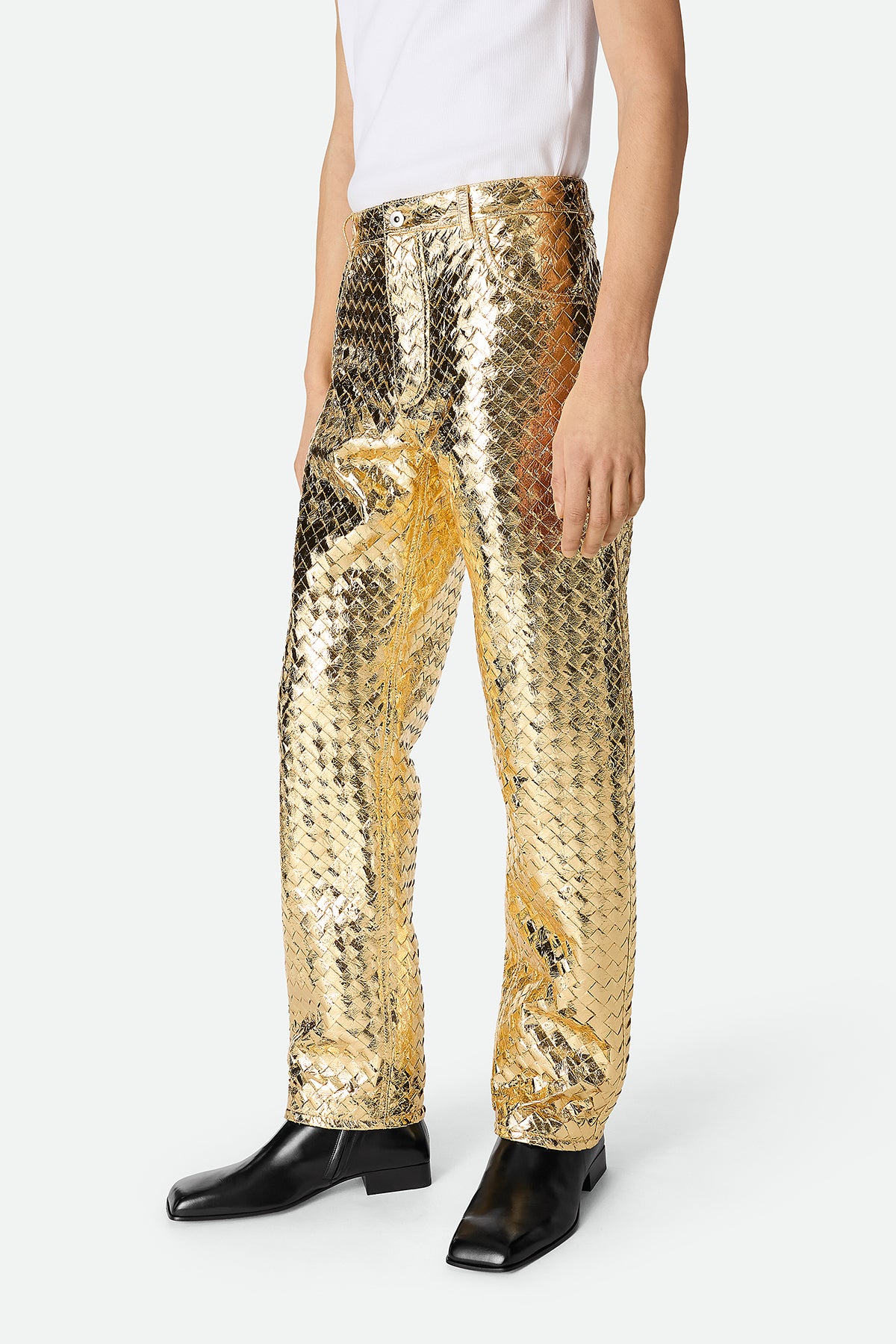 BOTTEGA VENETA | LAMINATED LEATHER TROUSERS - MAXFIELD LA