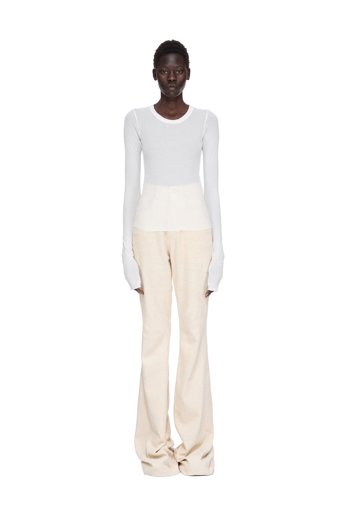 RICK OWENS | CROP RIB LONG SLEEVE TEE