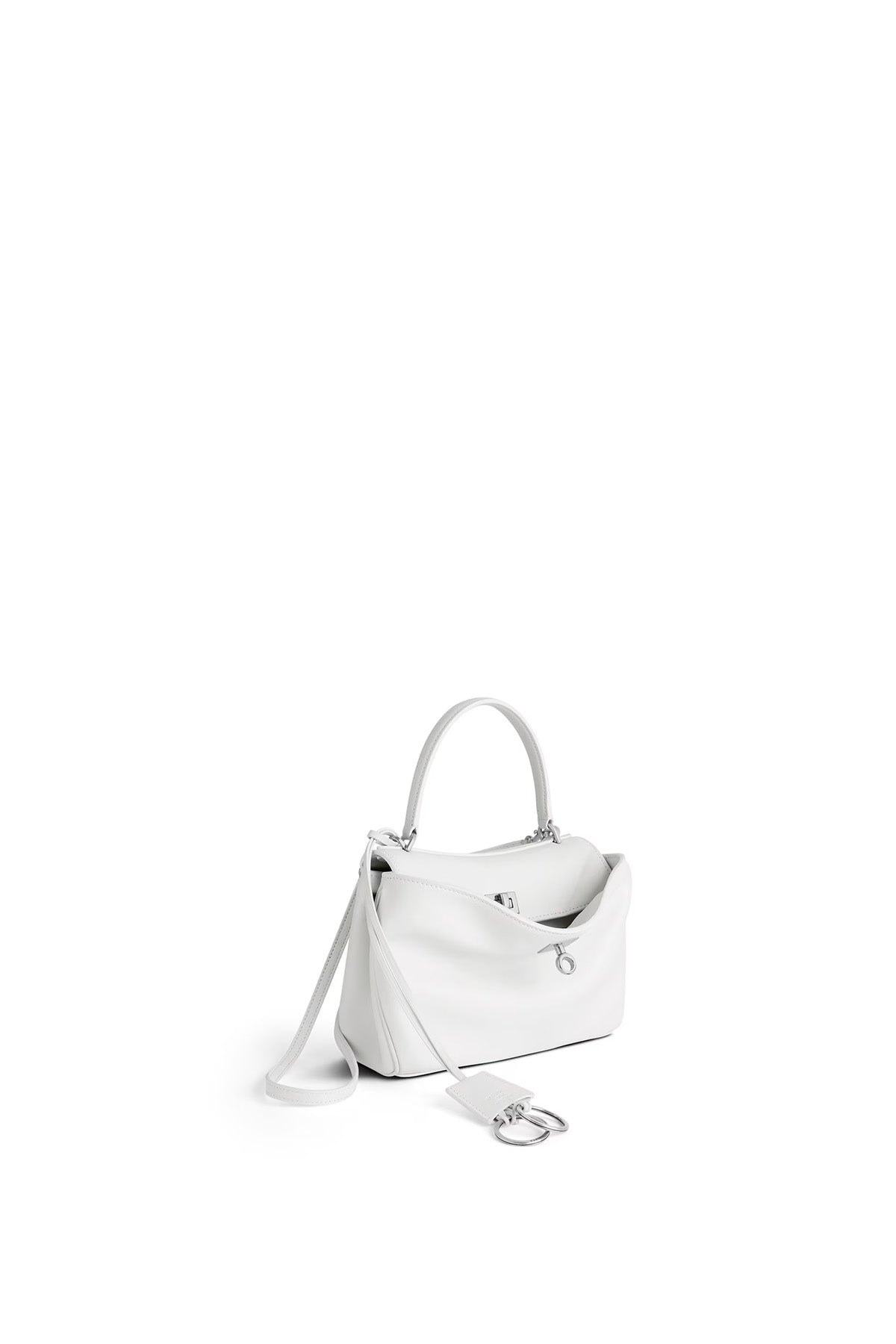 ［BALENCIAGA］White Small Rodeo Satchel Balenciaga Rodeo Grained Leather Small Top Handle Bag in