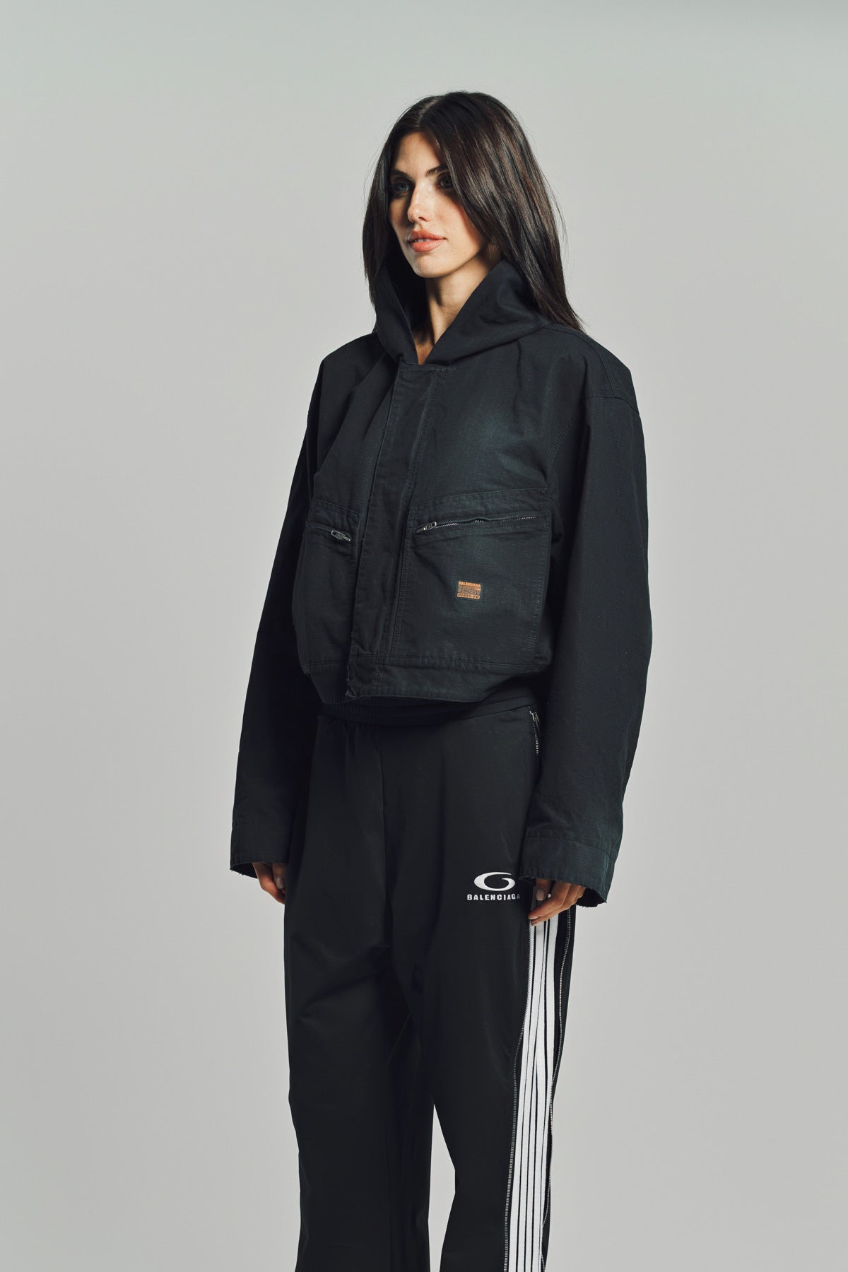 BALENCIAGA ブラックフードジャケット Black Hooded Zip Jacket | BALENCIAGA - Antonia