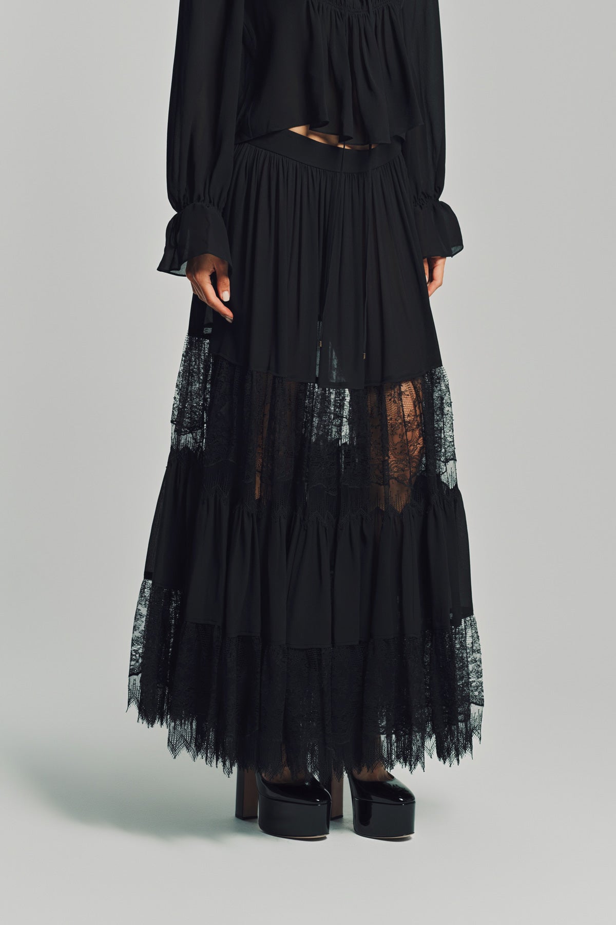 CHLOÉ | TIERED LONG SILK SKIRT