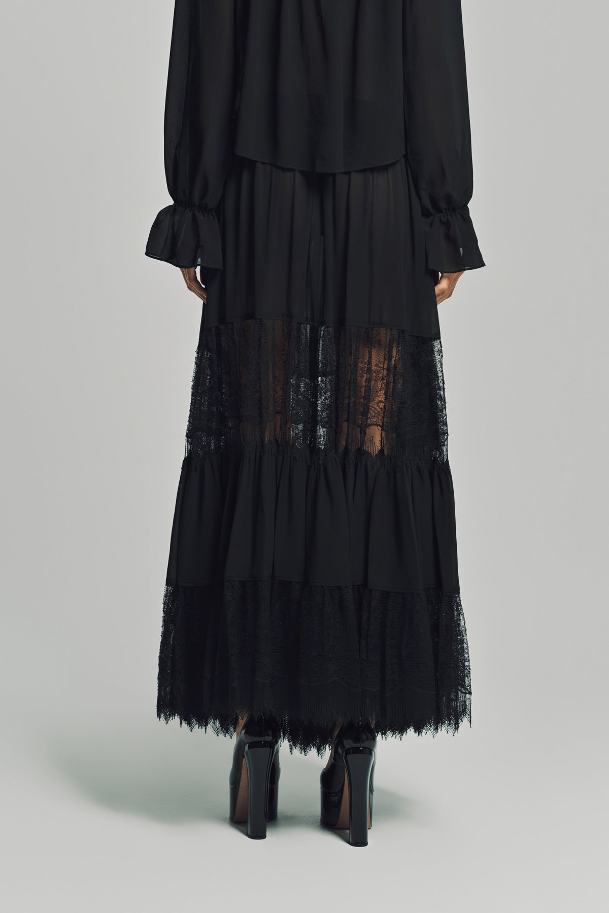 CHLOÉ | TIERED LONG SILK SKIRT