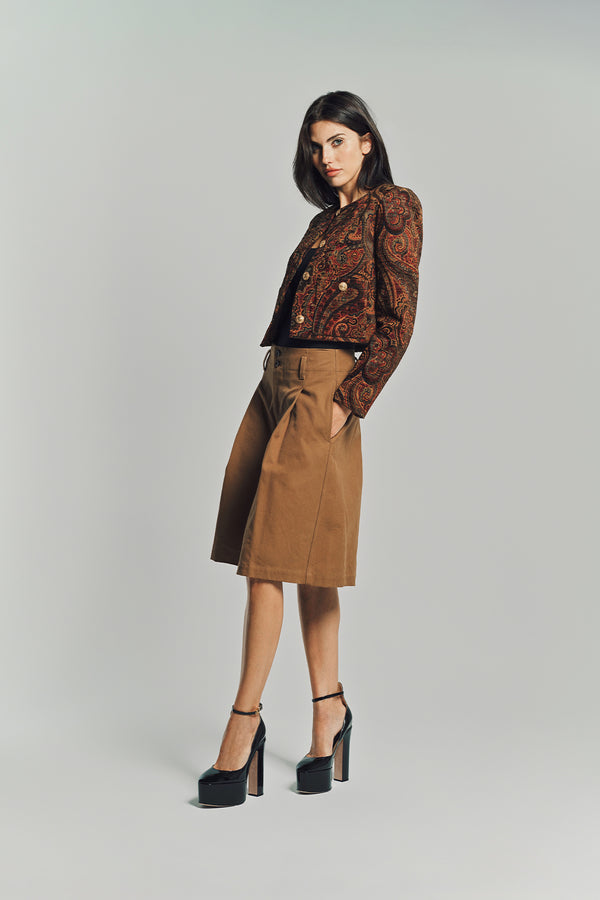 CHLOÉ | HIGH-RISE WIDE-LEG BERMUDA SHORTS