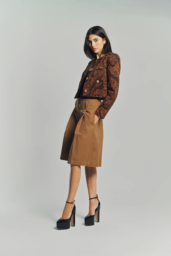CHLOÉ | HIGH-RISE WIDE-LEG BERMUDA SHORTS