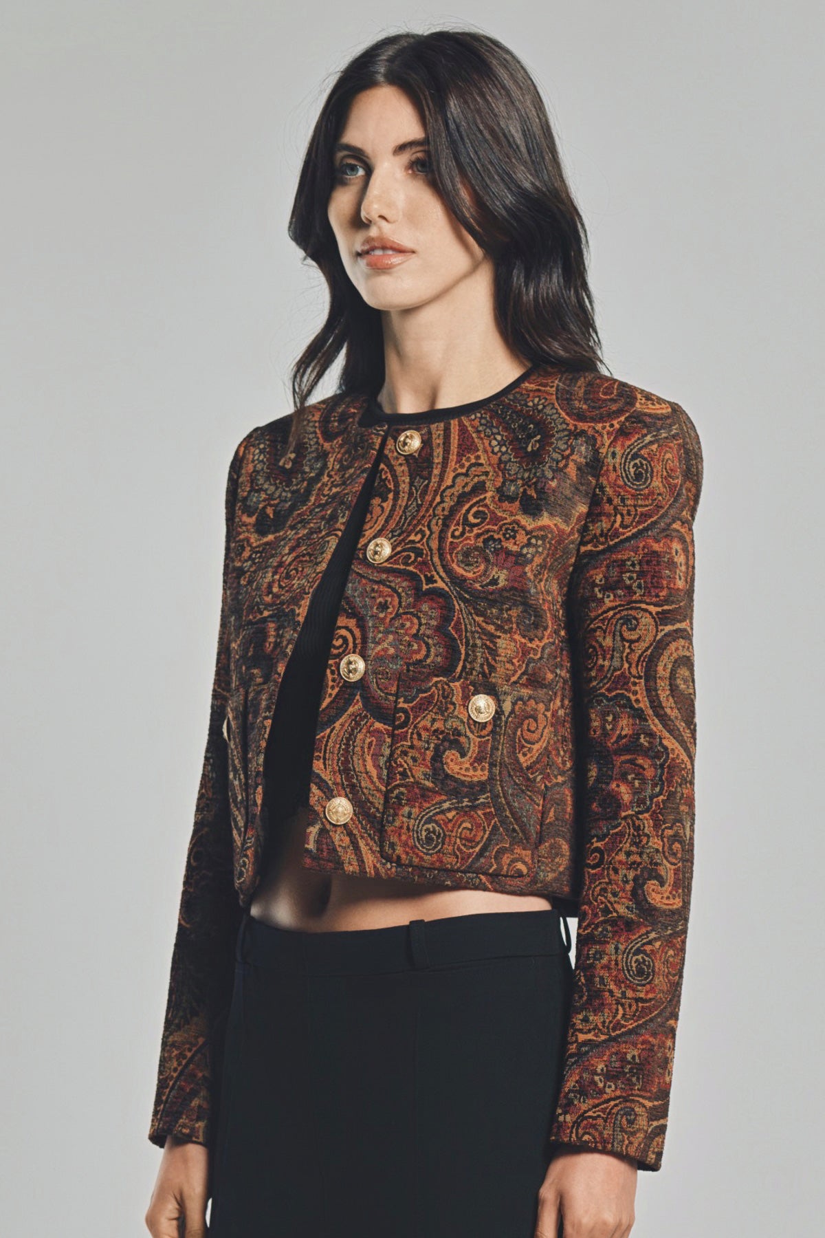 CHLOÉ | BOXY COLLARLESS JACKET IN TAPESTRY JACQUARD