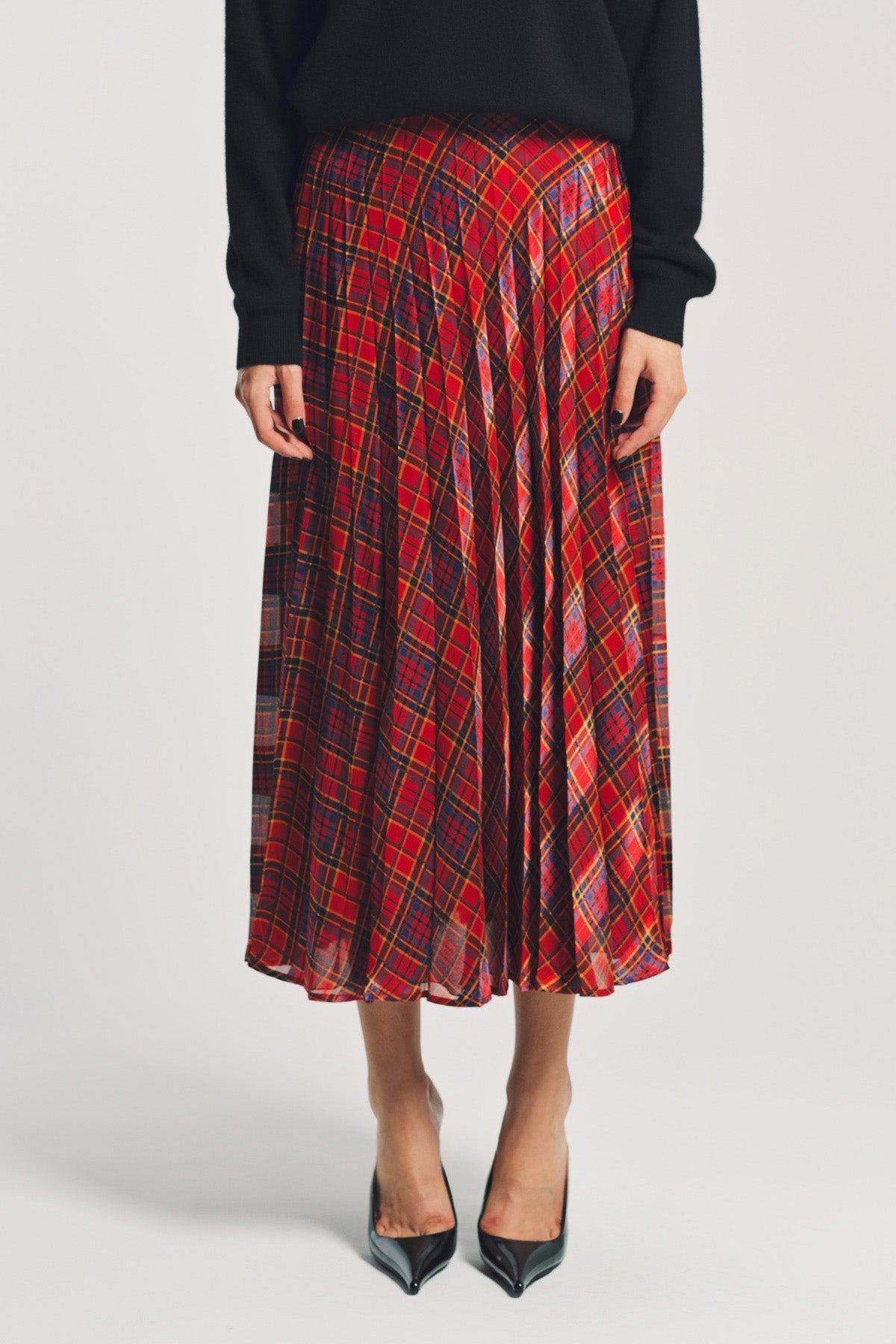 SAINT LAURENT | TARTAN PLEATED MAXI SKIRT