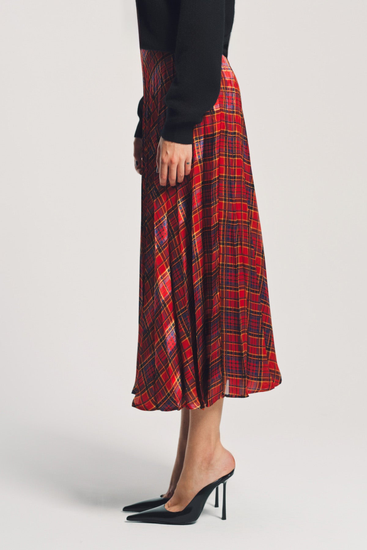 SAINT LAURENT | TARTAN PLEATED MAXI SKIRT