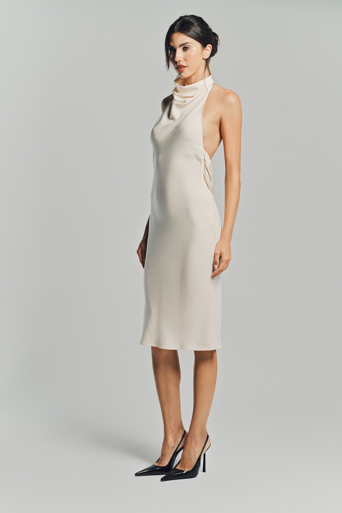 TOM FORD | HALTERNECK SILK COCKTAIL DRESS WITH OPEN BACK