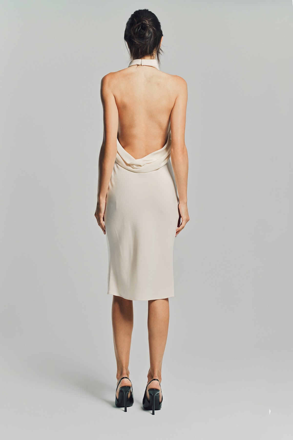 TOM FORD | HALTERNECK SILK COCKTAIL DRESS WITH OPEN BACK