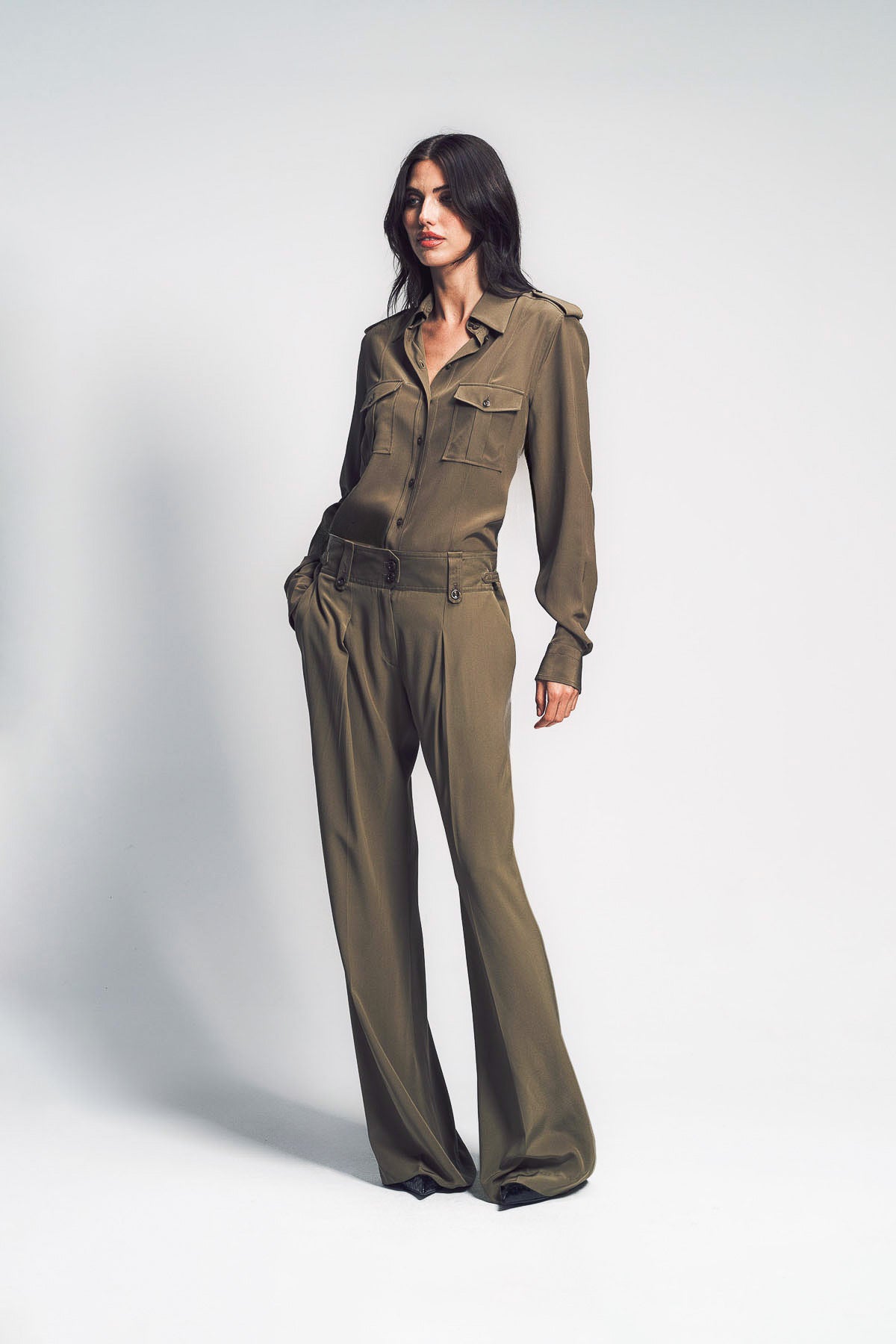 TOM FORD | PLEATED WIDE LEG SILK PANTS