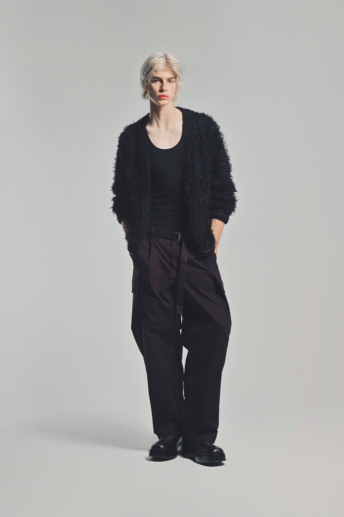 SACAI | FURRY KNIT CARDIGAN