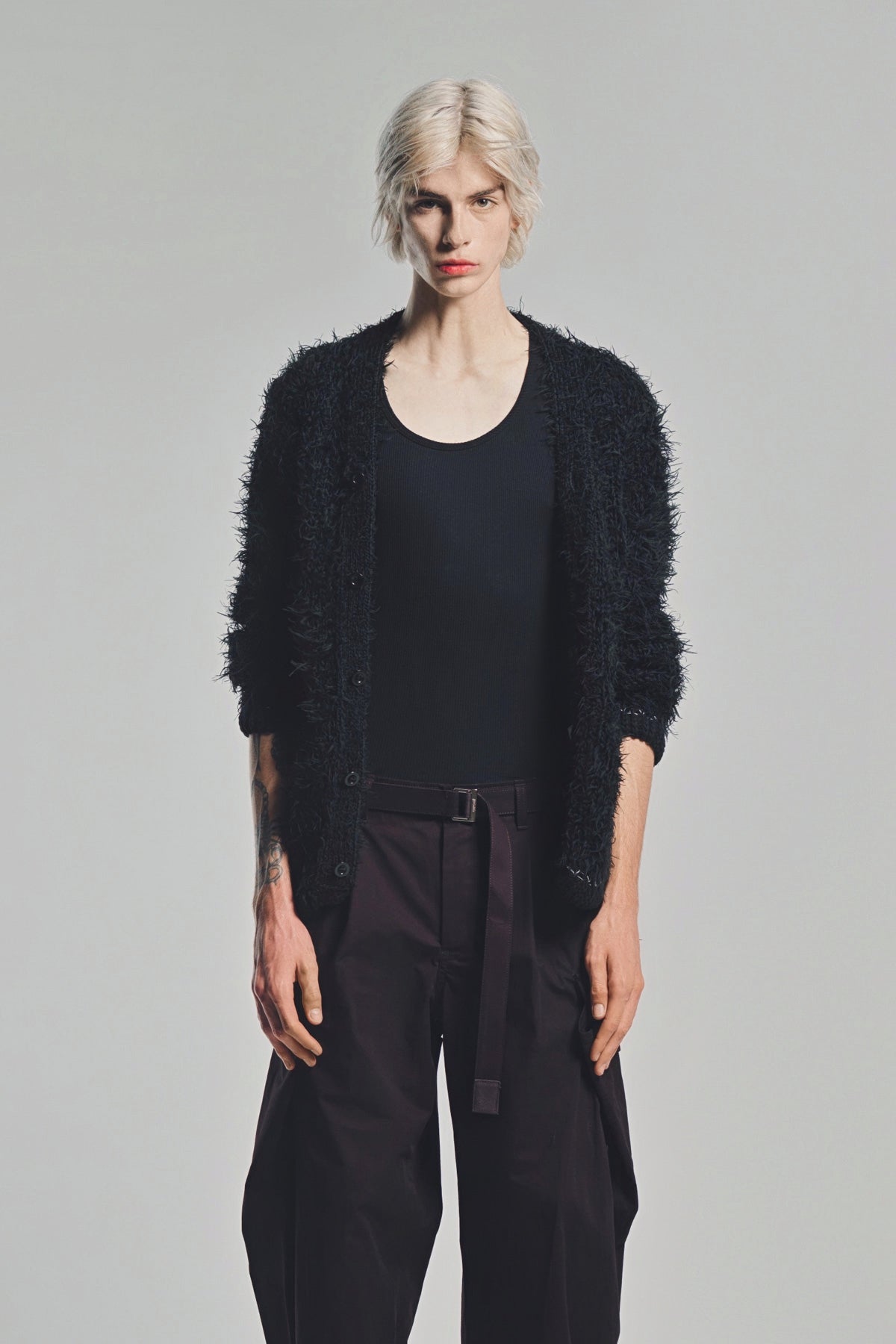SACAI | FURRY KNIT CARDIGAN