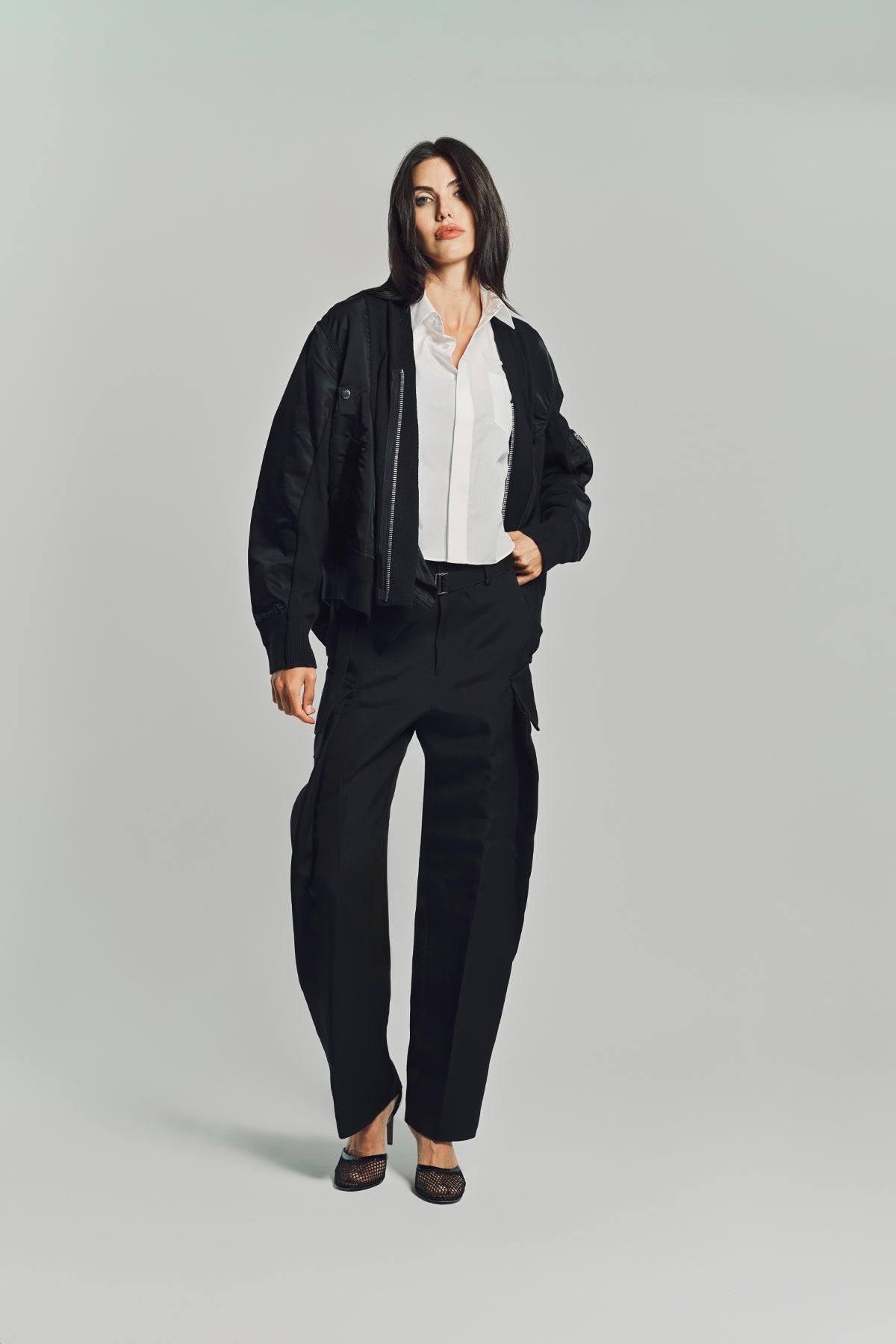 SACAI | DOUBLE-FACED SILK COTTON PANTS