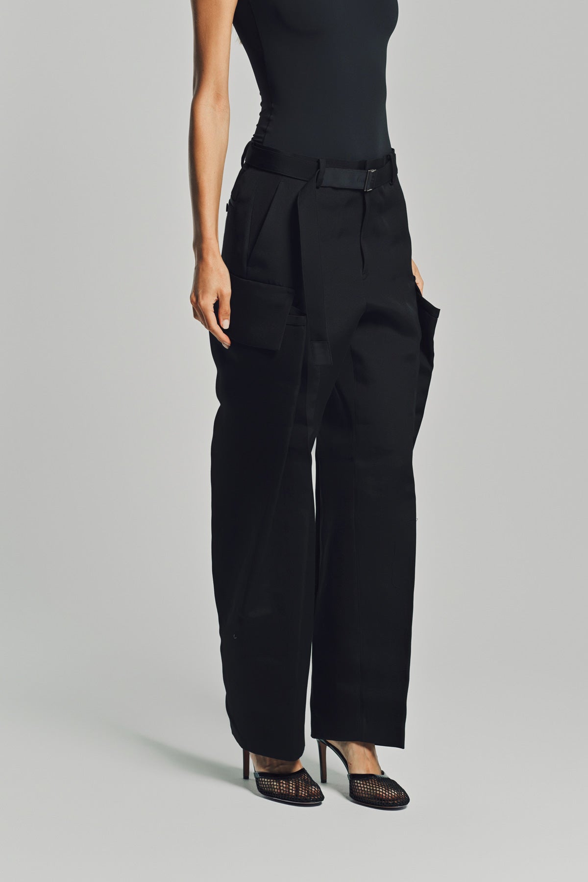 SACAI | DOUBLE-FACED SILK COTTON PANTS